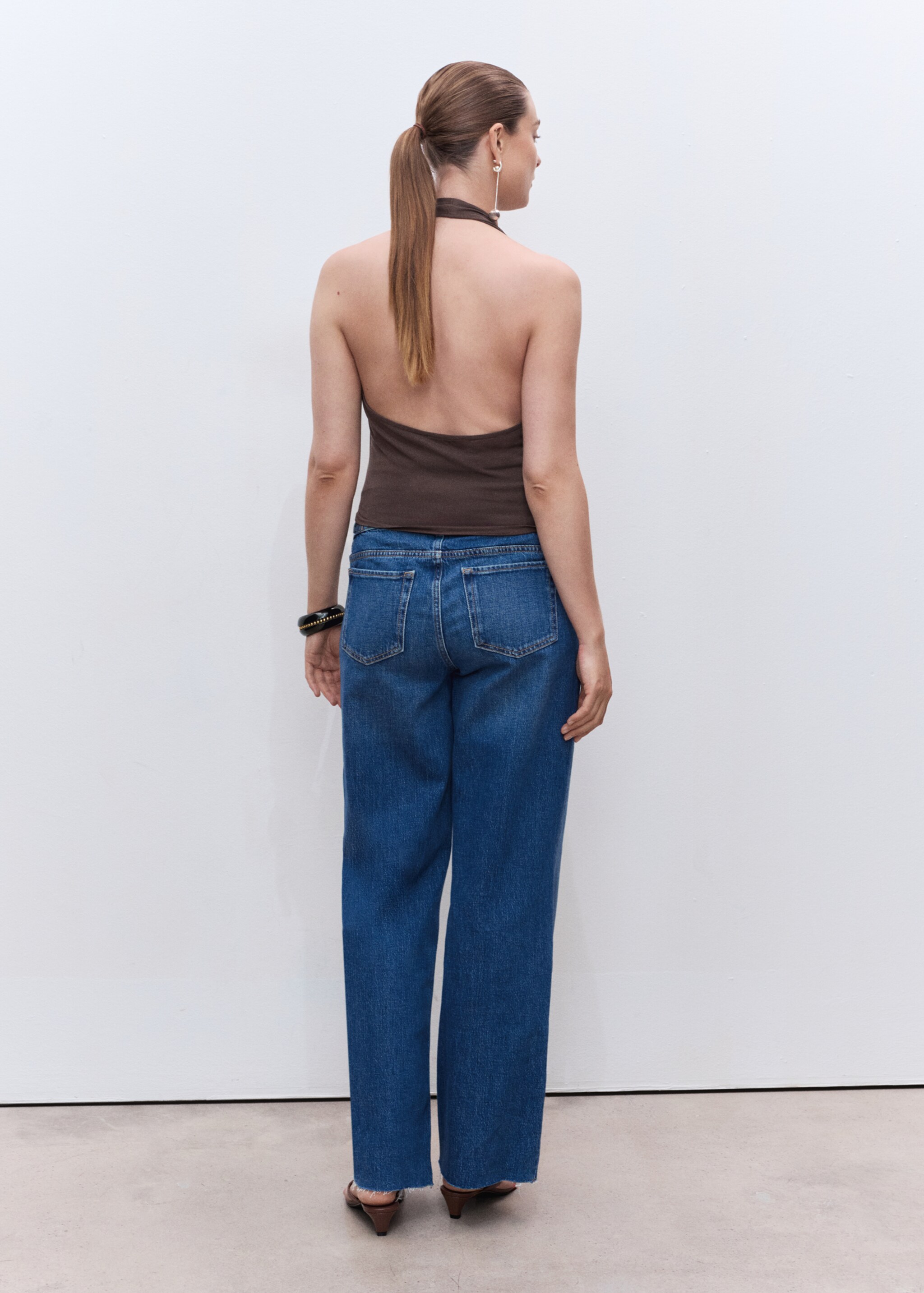 Wide-leg maternity jeans - Reverse of the article, Medium Blue. Ref: 17015154-00.