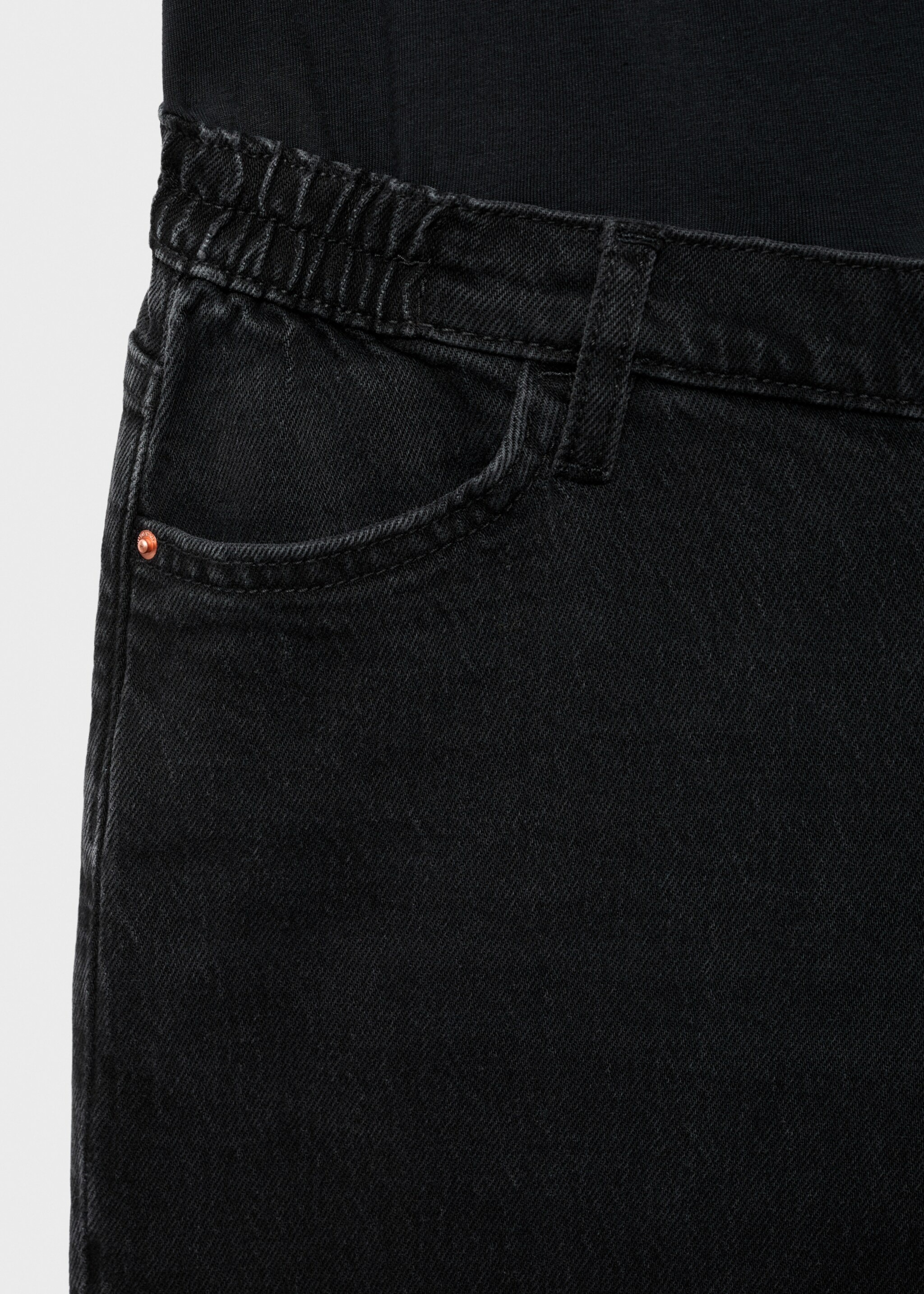 Wide-leg maternity jeans - Details of the article 0, Black denim. Ref: 17015155-00.