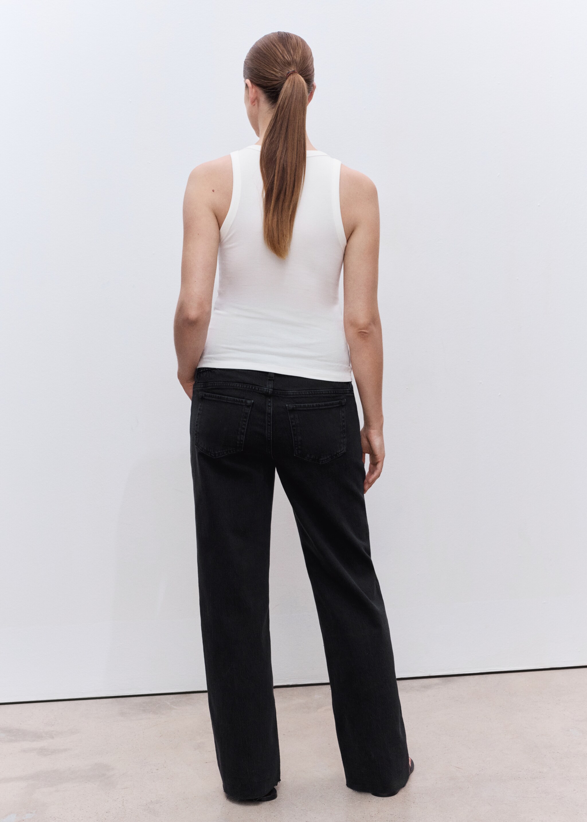 Wide-leg maternity jeans - Reverse of the article, Black denim. Ref: 17015155-00.