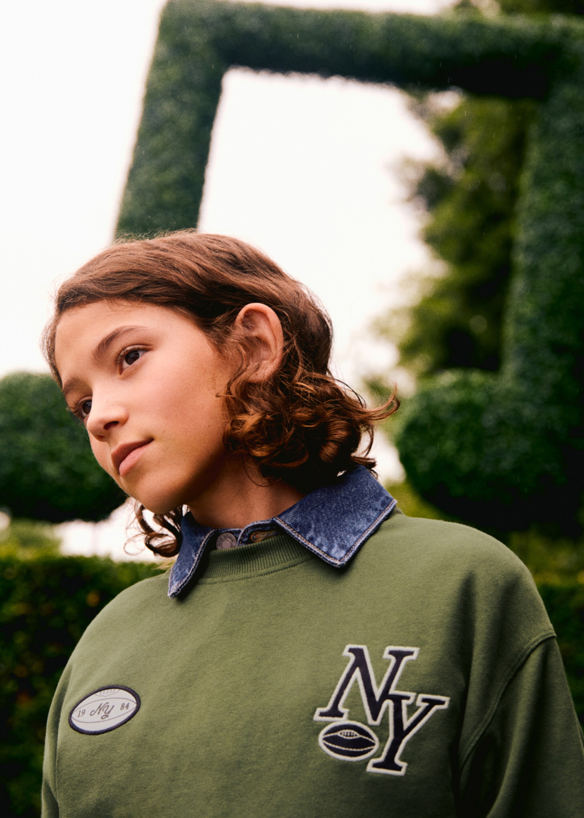 Printed embroidered sweatshirt - Details of the article 5, Green. Ref: 17015156-00.
