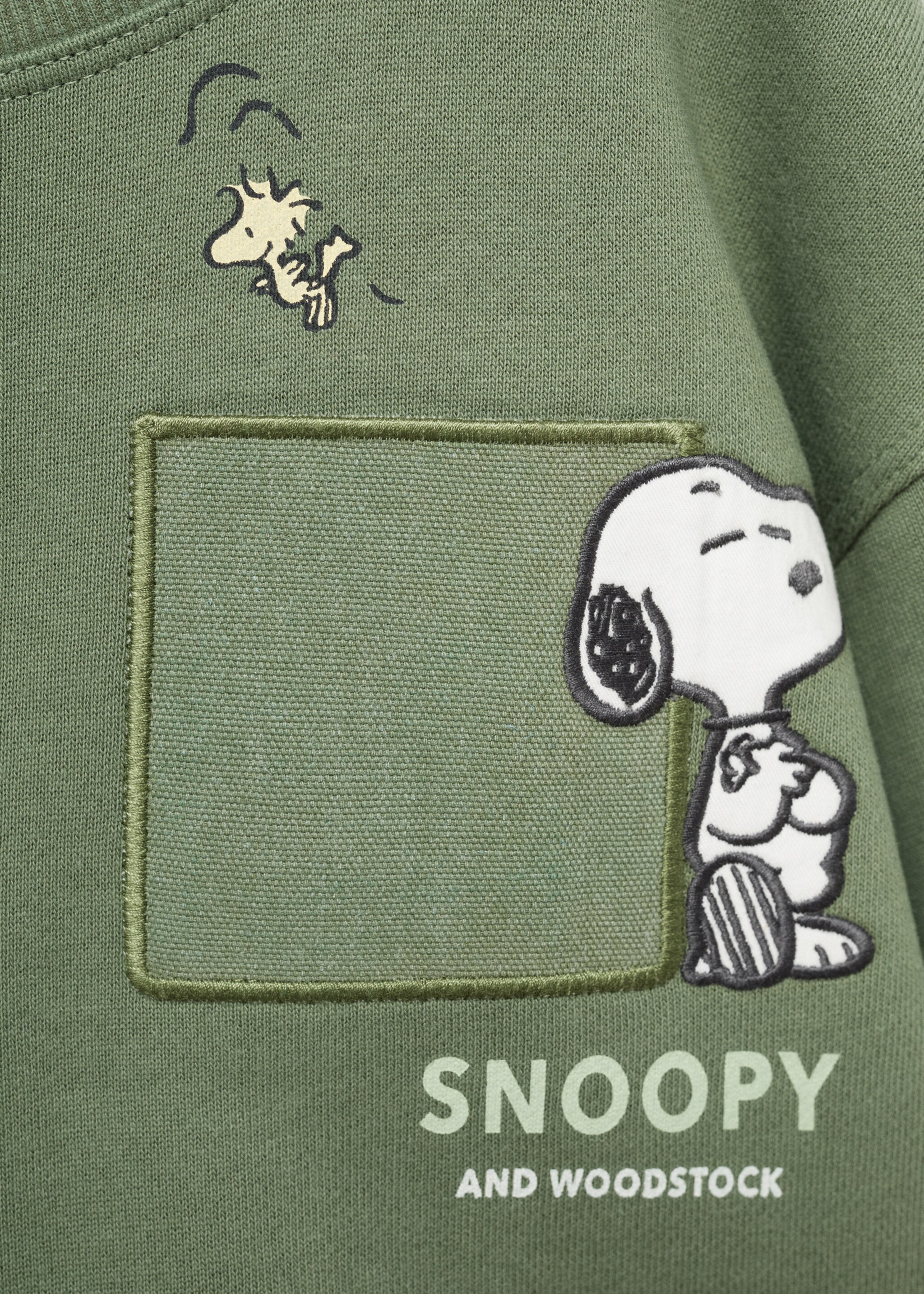 Embroidered Snoopy sweatshirt - Details of the article 8, Green. Ref: 17015158-00.