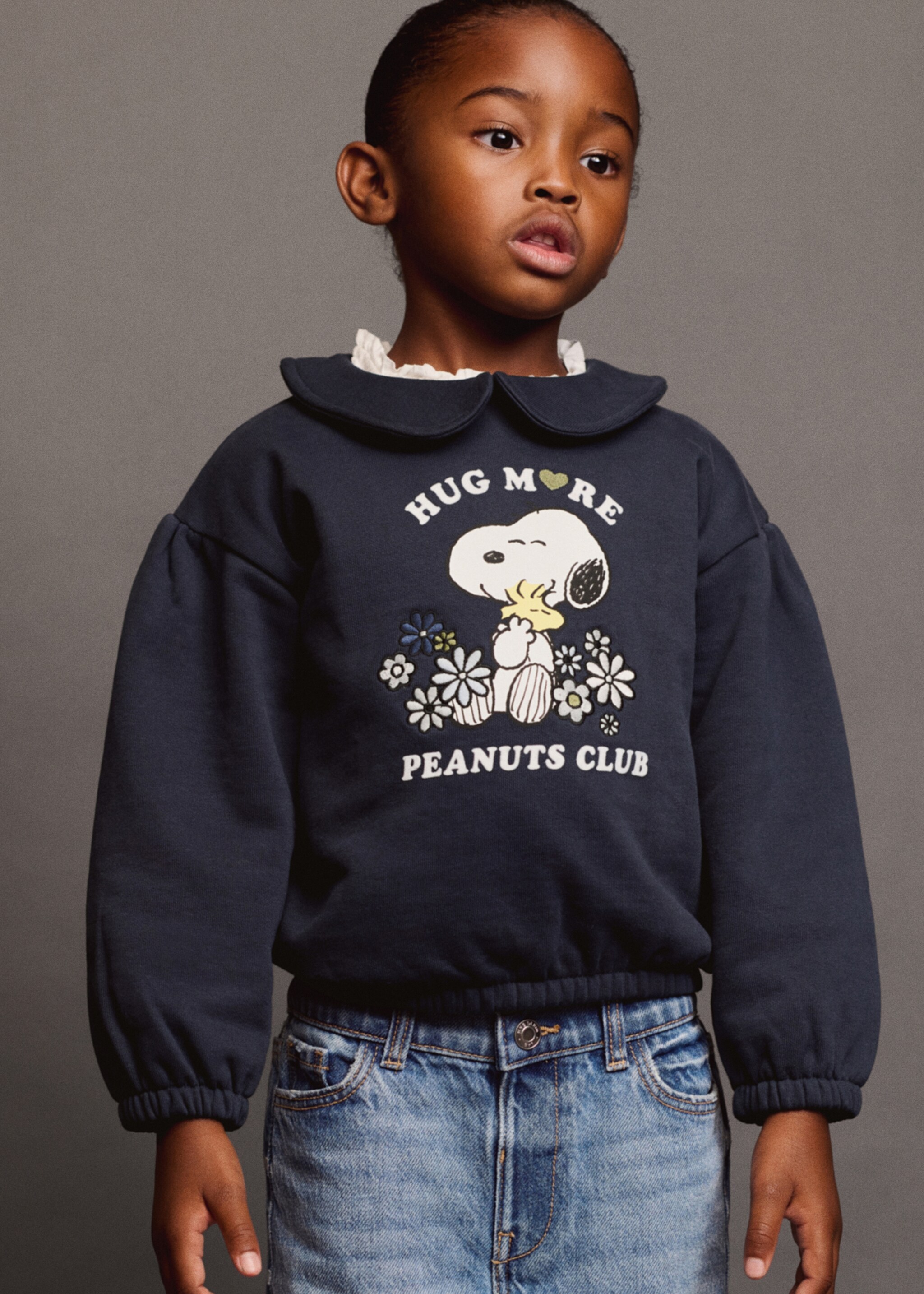 Snoopy-print sweatshirt - Details of the article 5, Navy. Ref: 17015163-00.