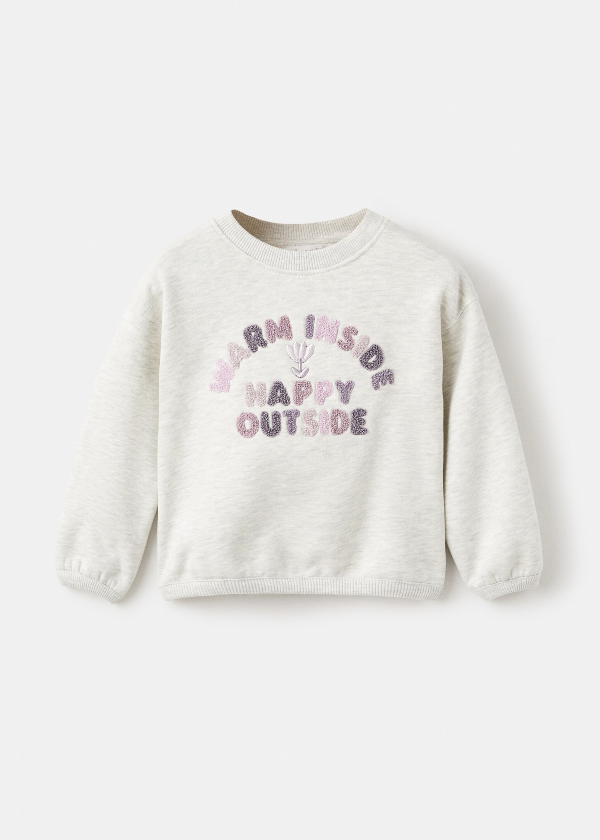 Floral embroidered sweatshirt - Article without model, Light Heather Grey. Ref: 17015164-00.