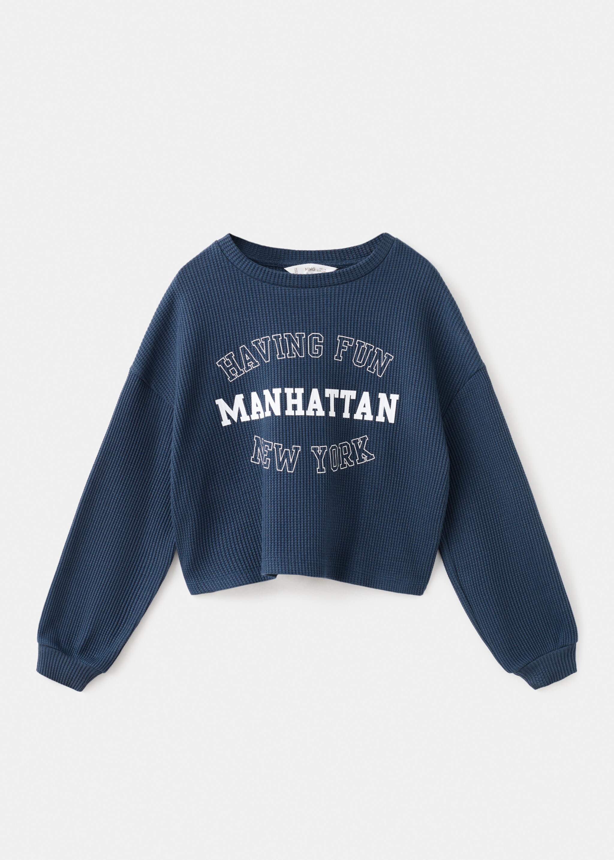 Sweater imprimé coton - Article sans modèle, Bleu marine. Ref: 17015169-00.