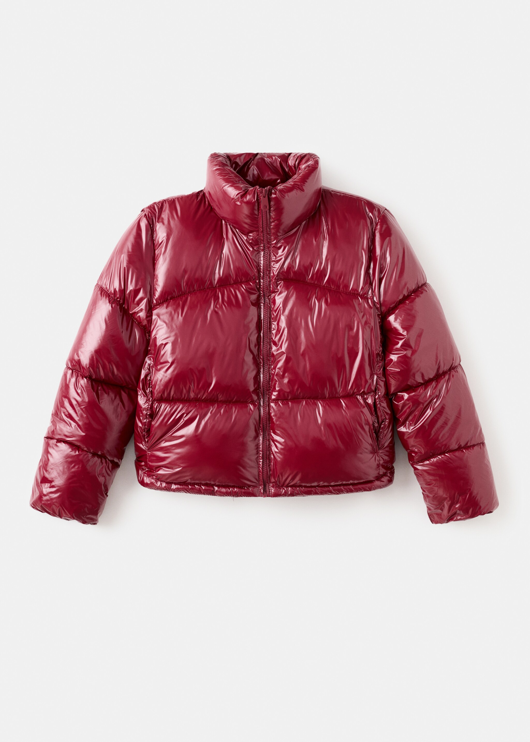 Shiny quilted anorak - Article without model, Burgundy. Ref: 17015790-00.