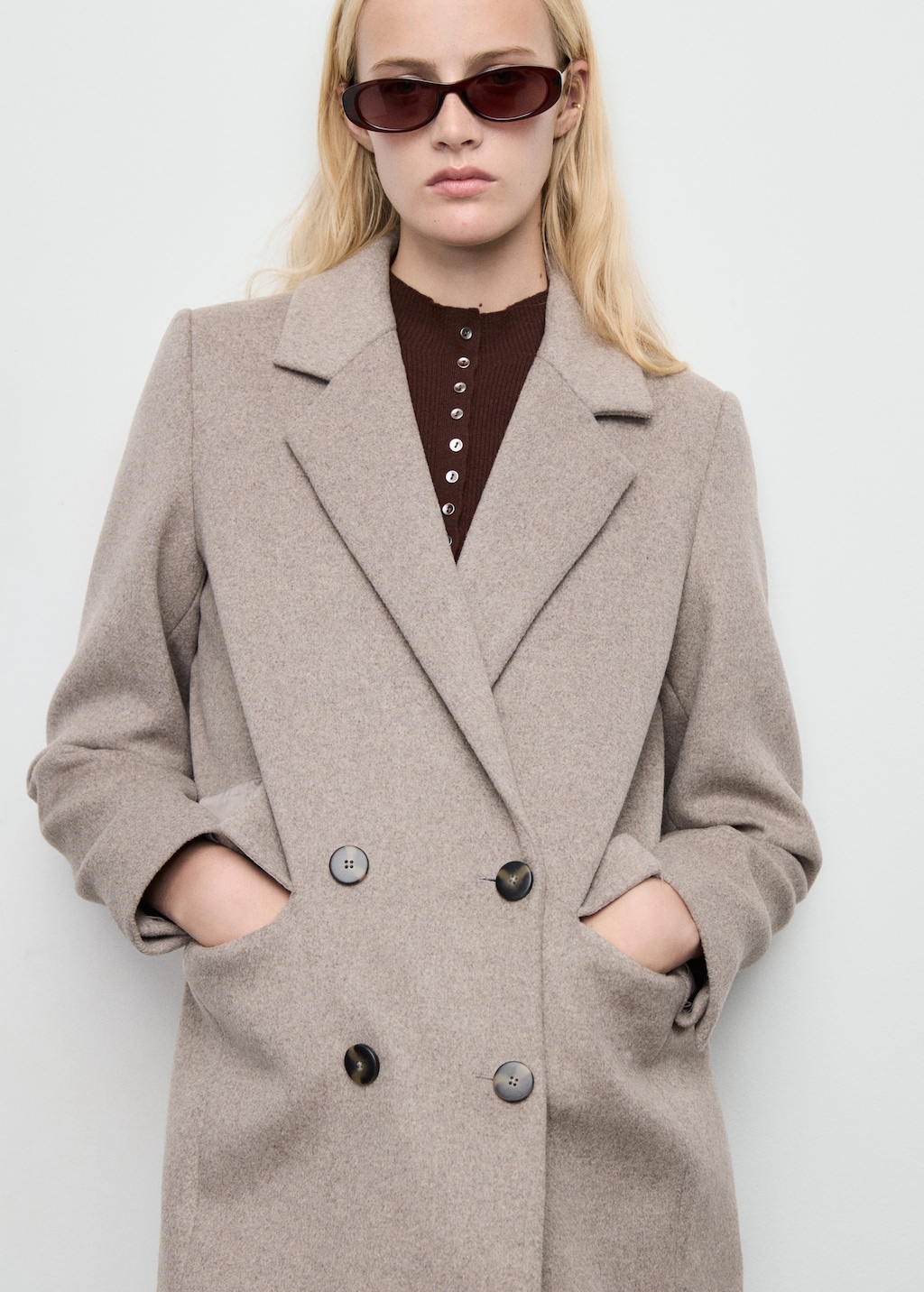 Double-breasted wool coat - Women | MANGO Canada