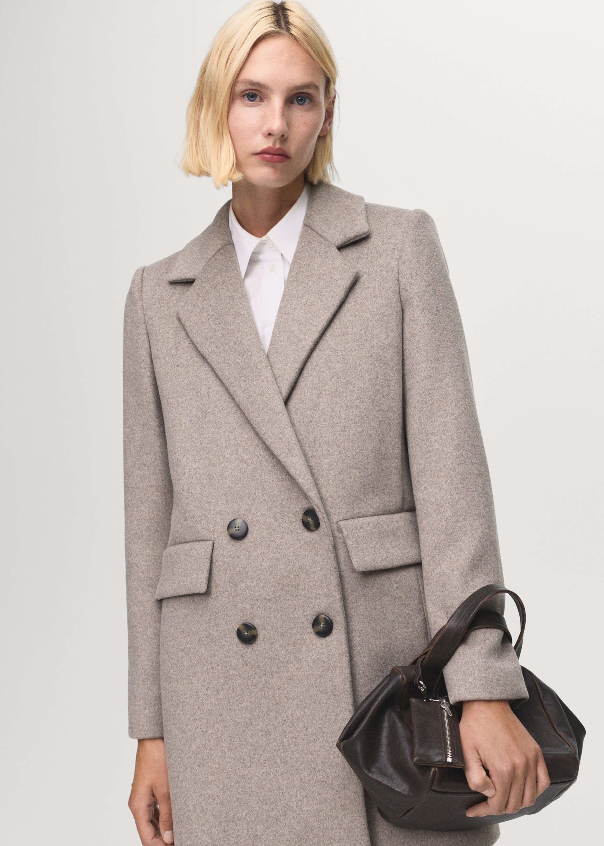 Double-breasted wool coat - Medium plane, Medium Brown. Ref: 17015791-00.