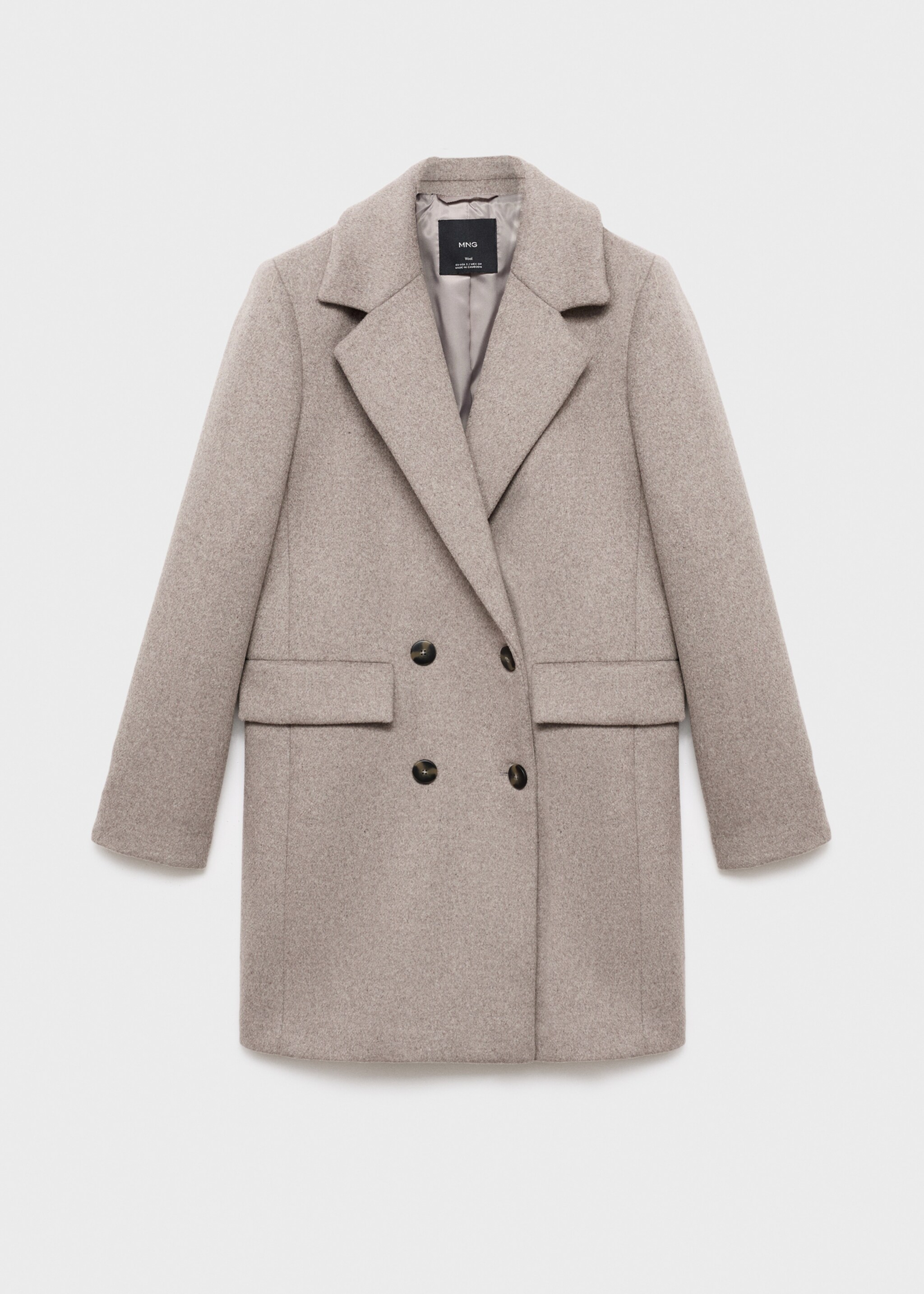 Double-breasted wool coat - Article without model, Medium Brown. Ref: 17015791-00.