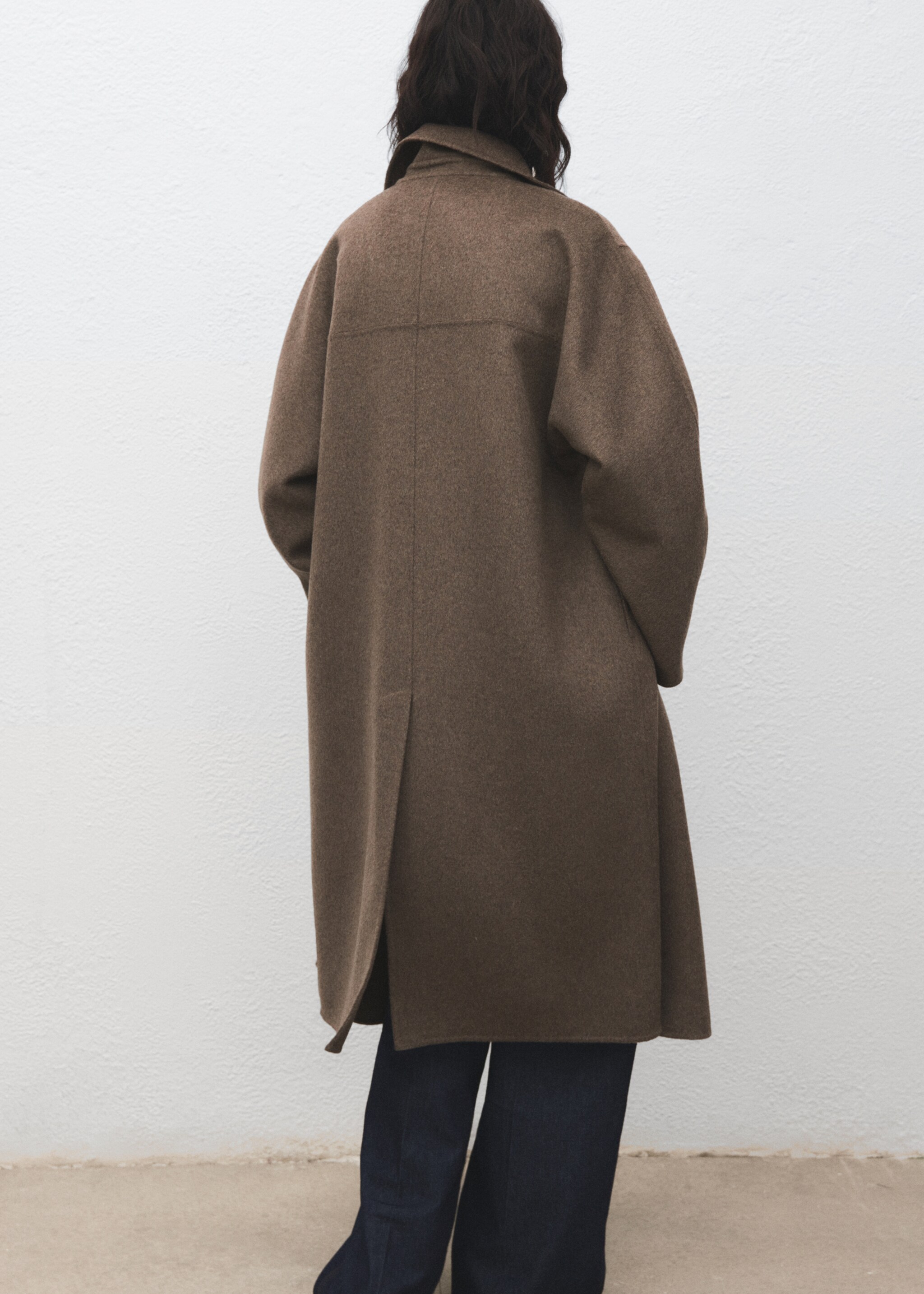Handmade oversized wool coat - Reverse of the article, Medium Brown. Ref: 17015792-00.