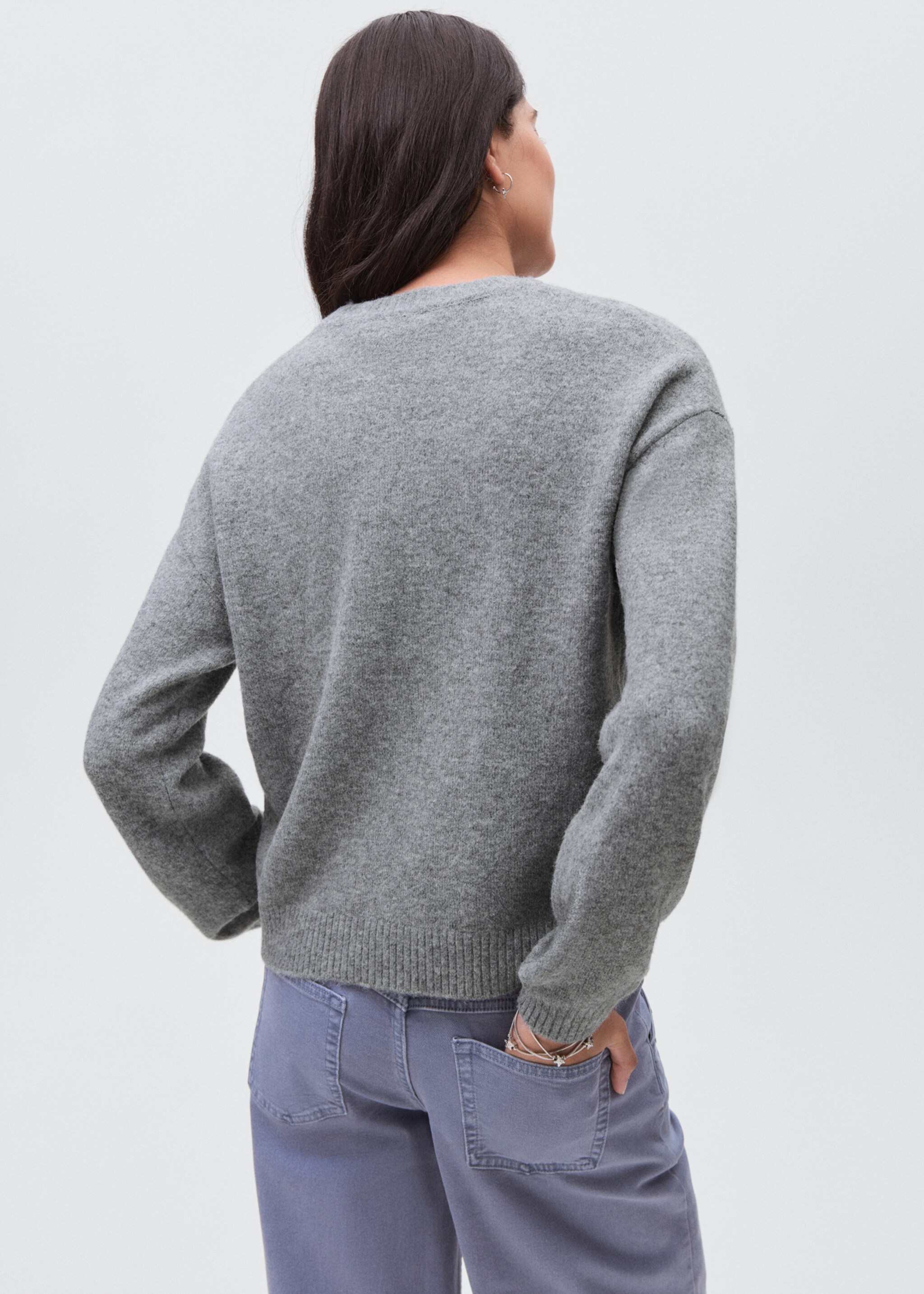Pull-over maille - Verso de l’article, Gris chiné moyen. Ref: 17015793-00.