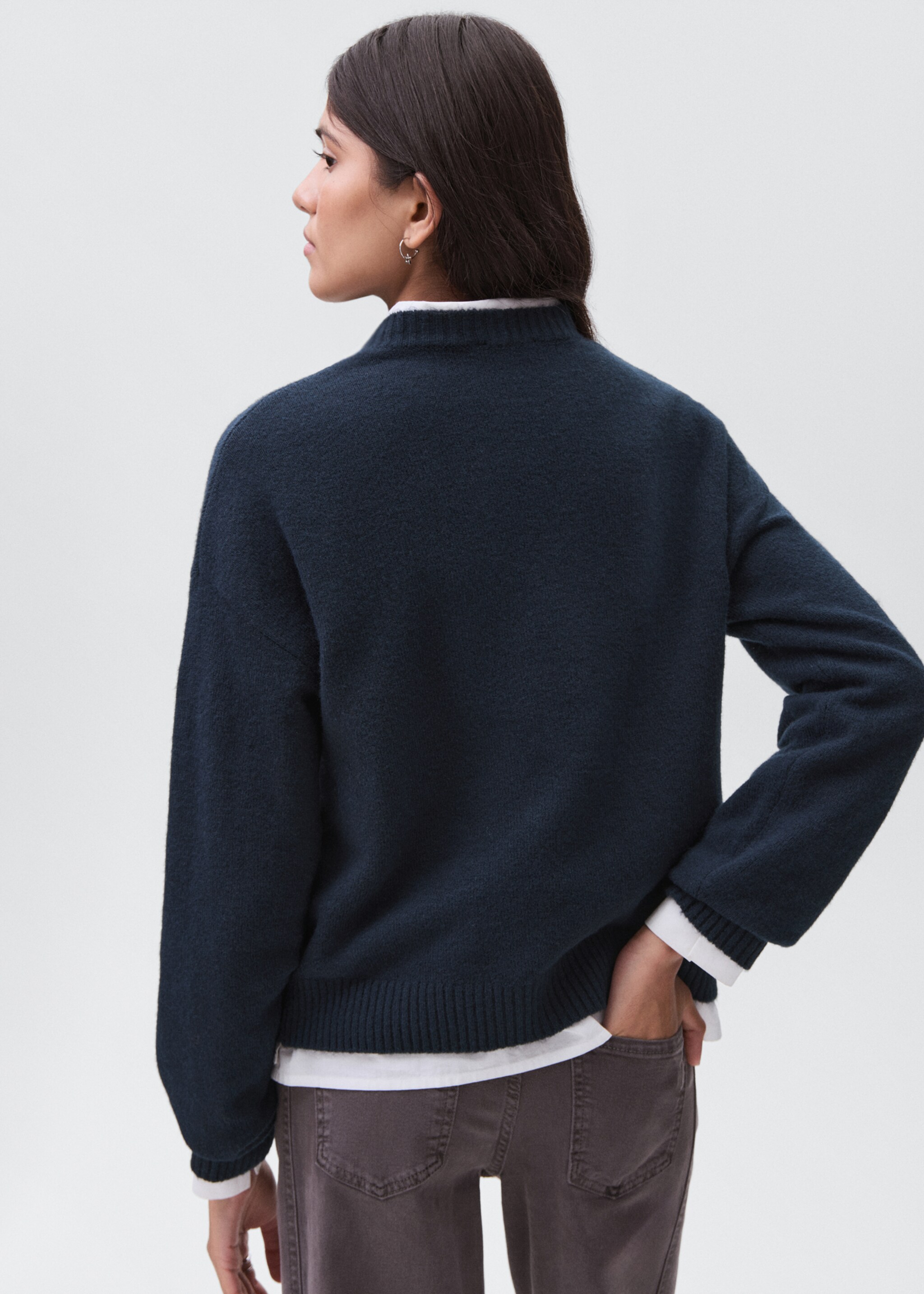 Knit sweater - Reverse of the article, Navy. Ref: 17015794-00.
