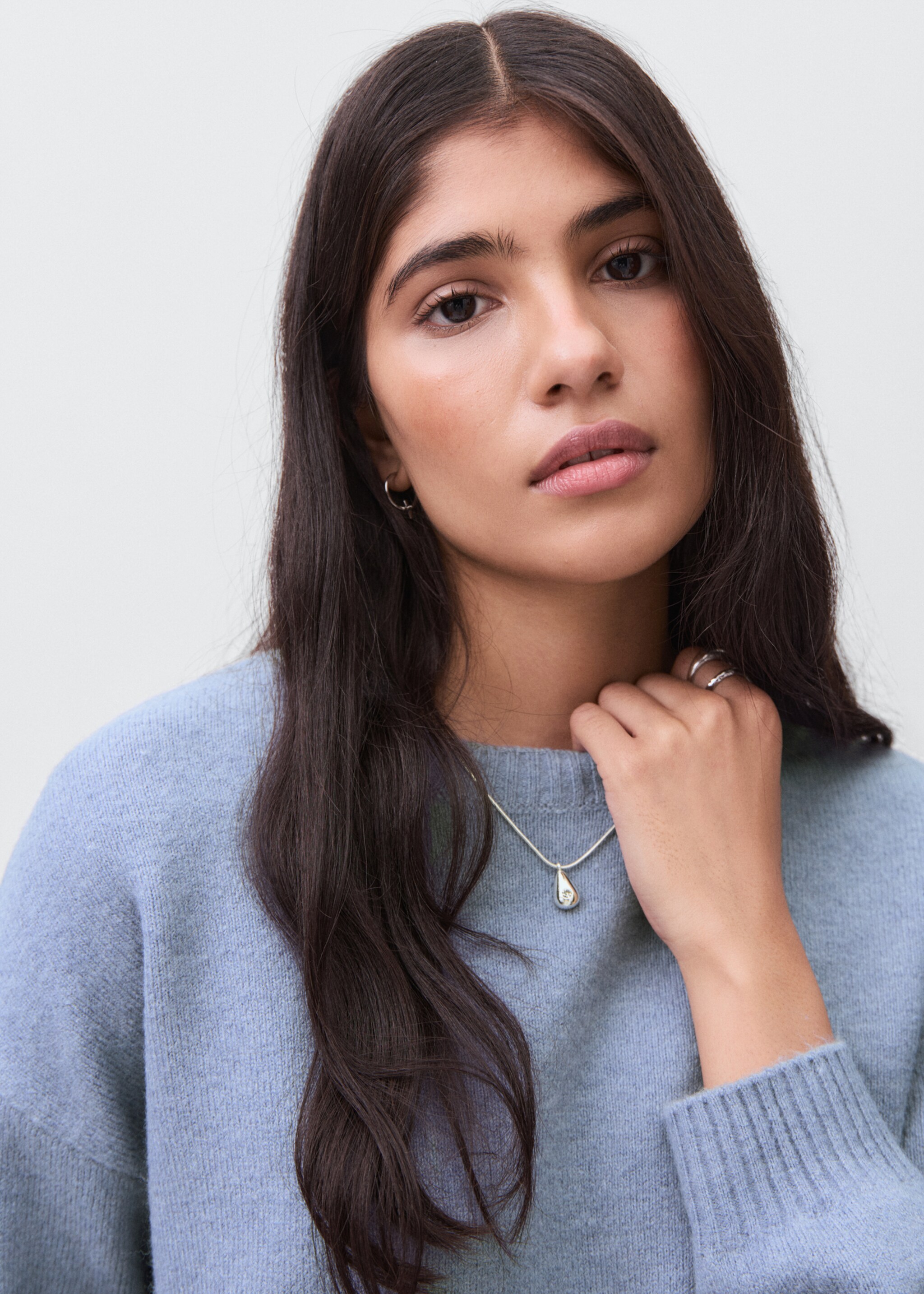 Knit sweater - Details of the article 1, Sky Blue. Ref: 17015796-00.