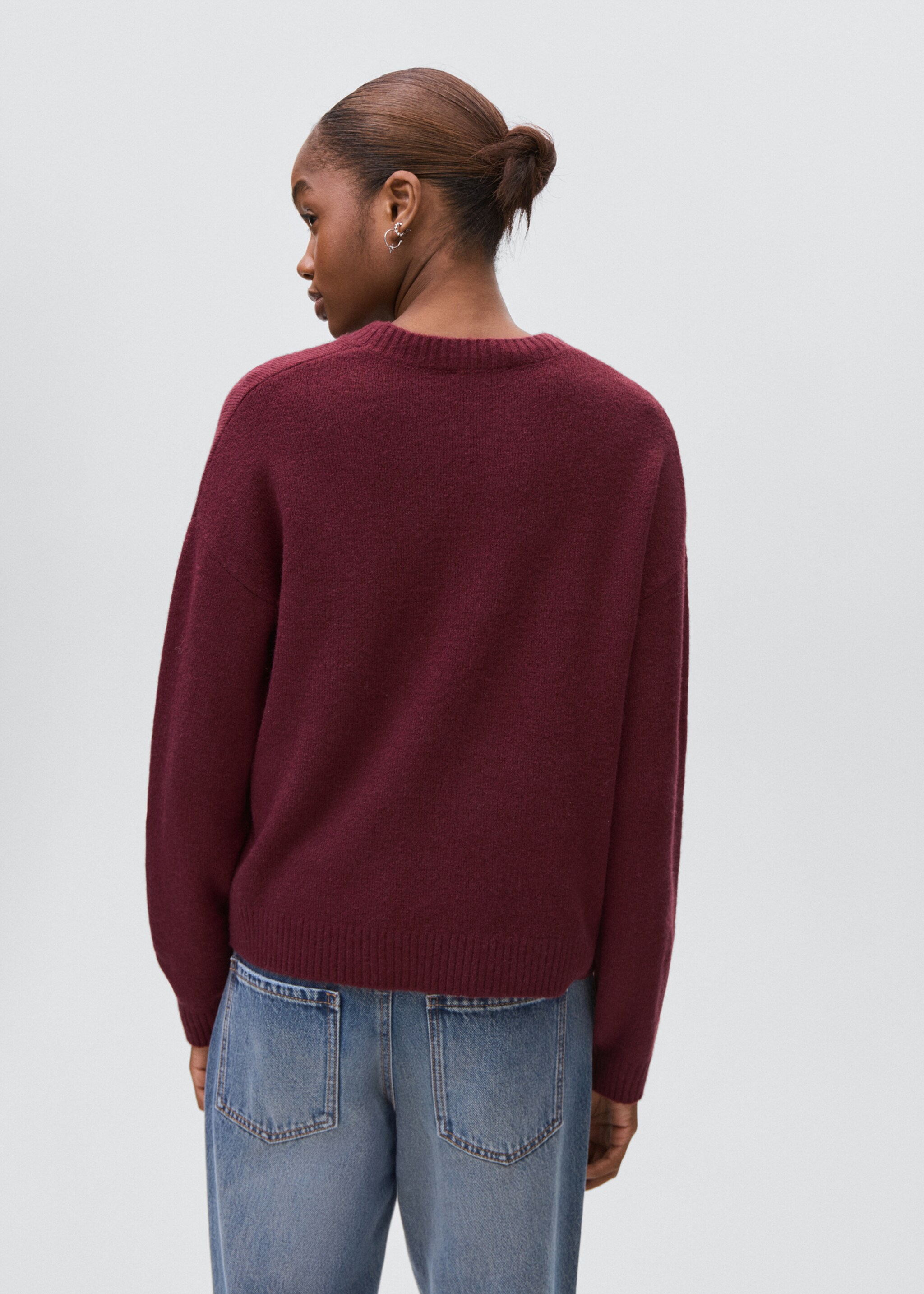 Wool-blend knit sweater - Reverse of the article, Burgundy. Ref: 17015798-00.
