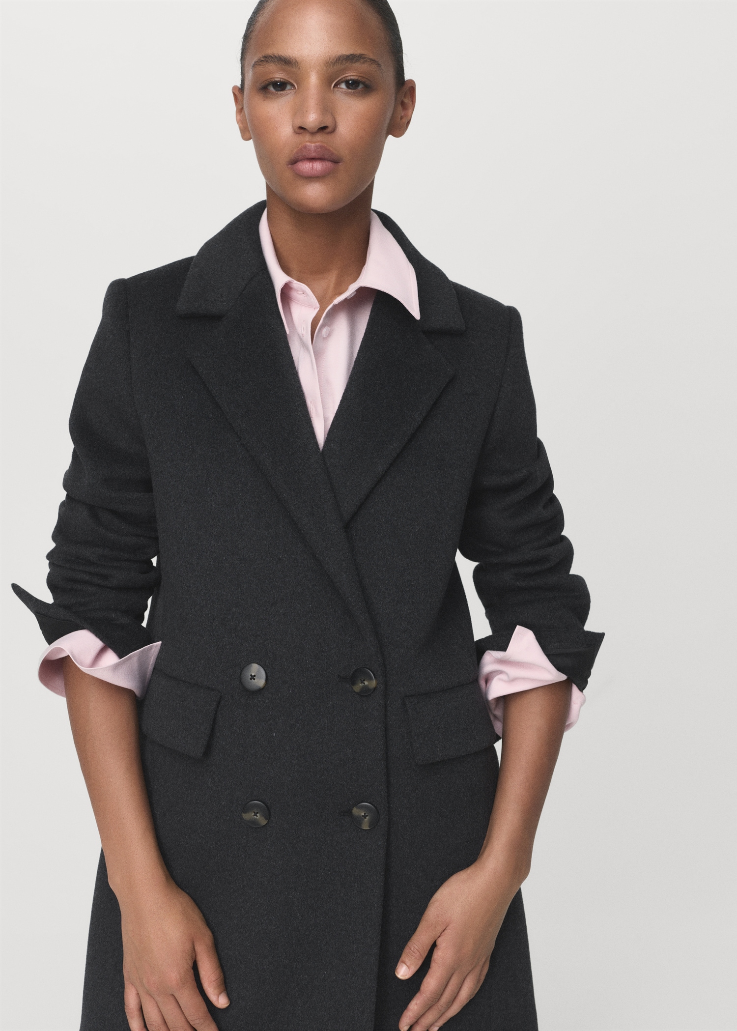 Double-breasted wool coat Women MANGO India - Main Image