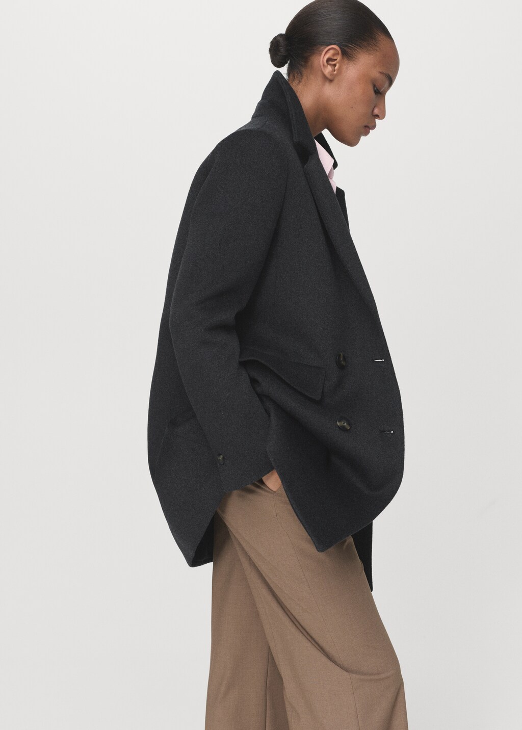 Mango Double-breasted wool coat