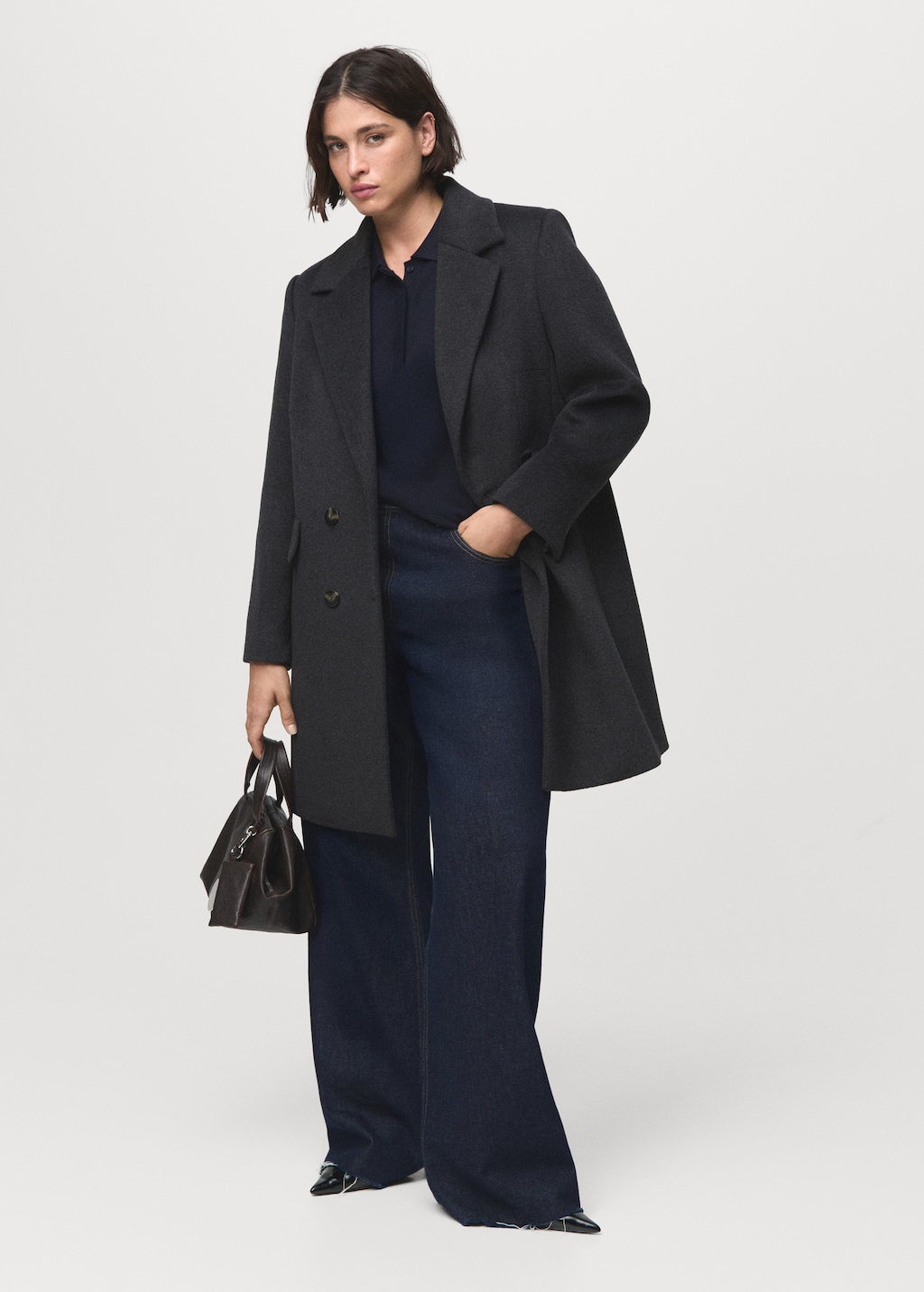 Mango Double-breasted wool coat