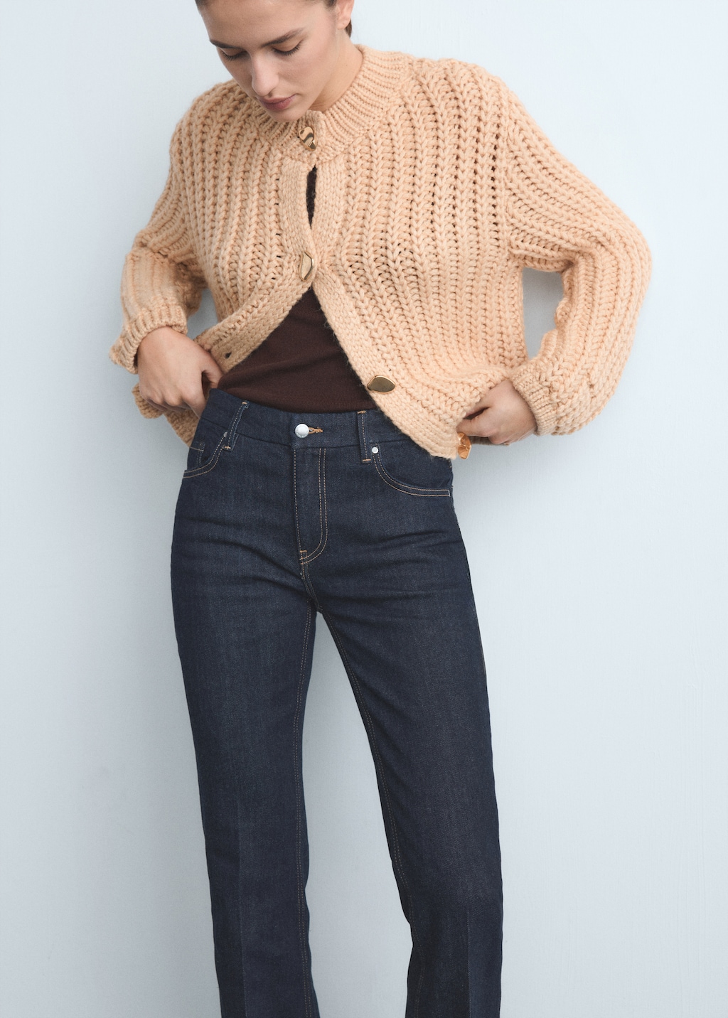 Violet flared high-rise jeans