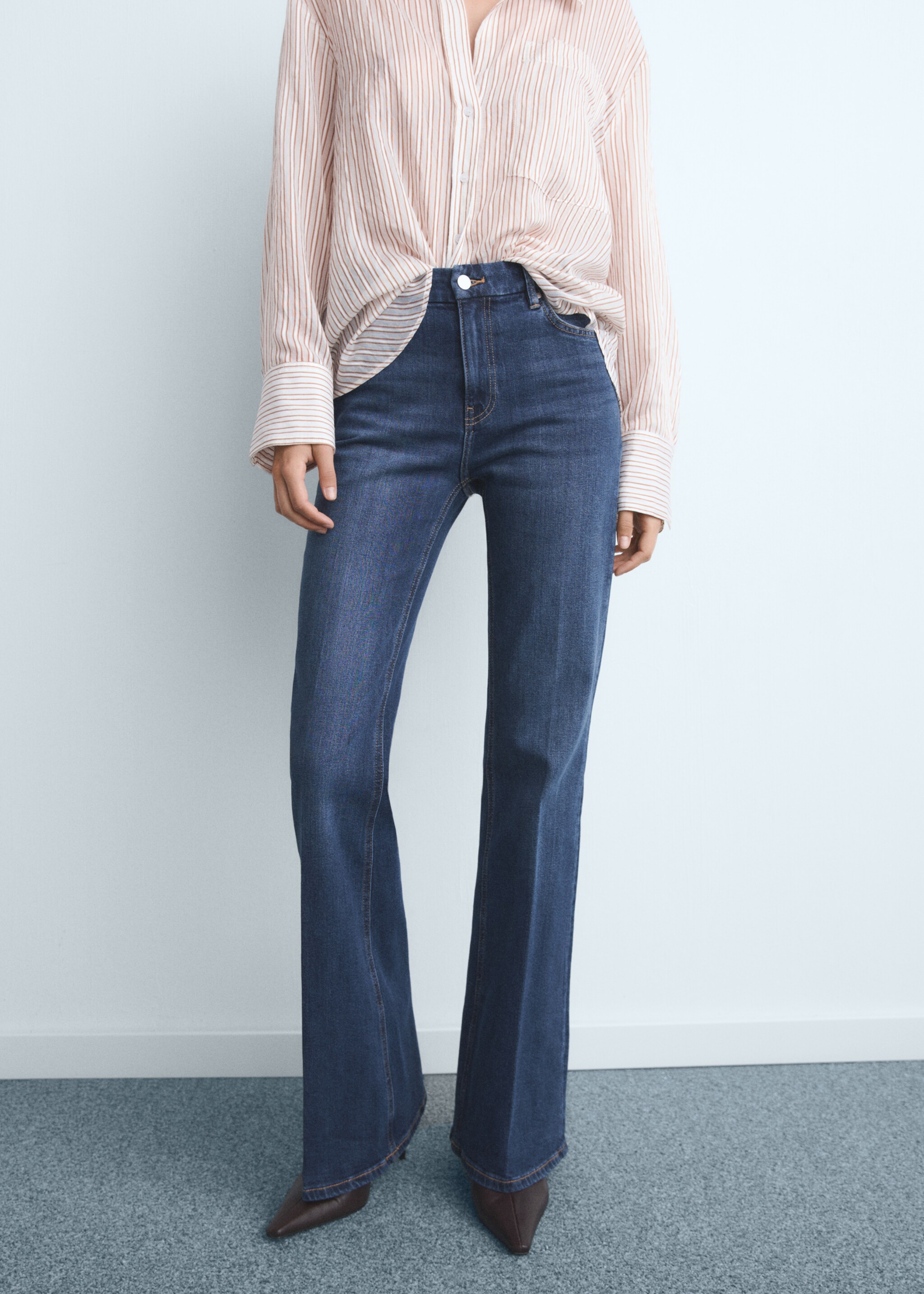 Violet flared high-rise jeans - Medium plane, Dark Blue. Ref: 17015806-00.