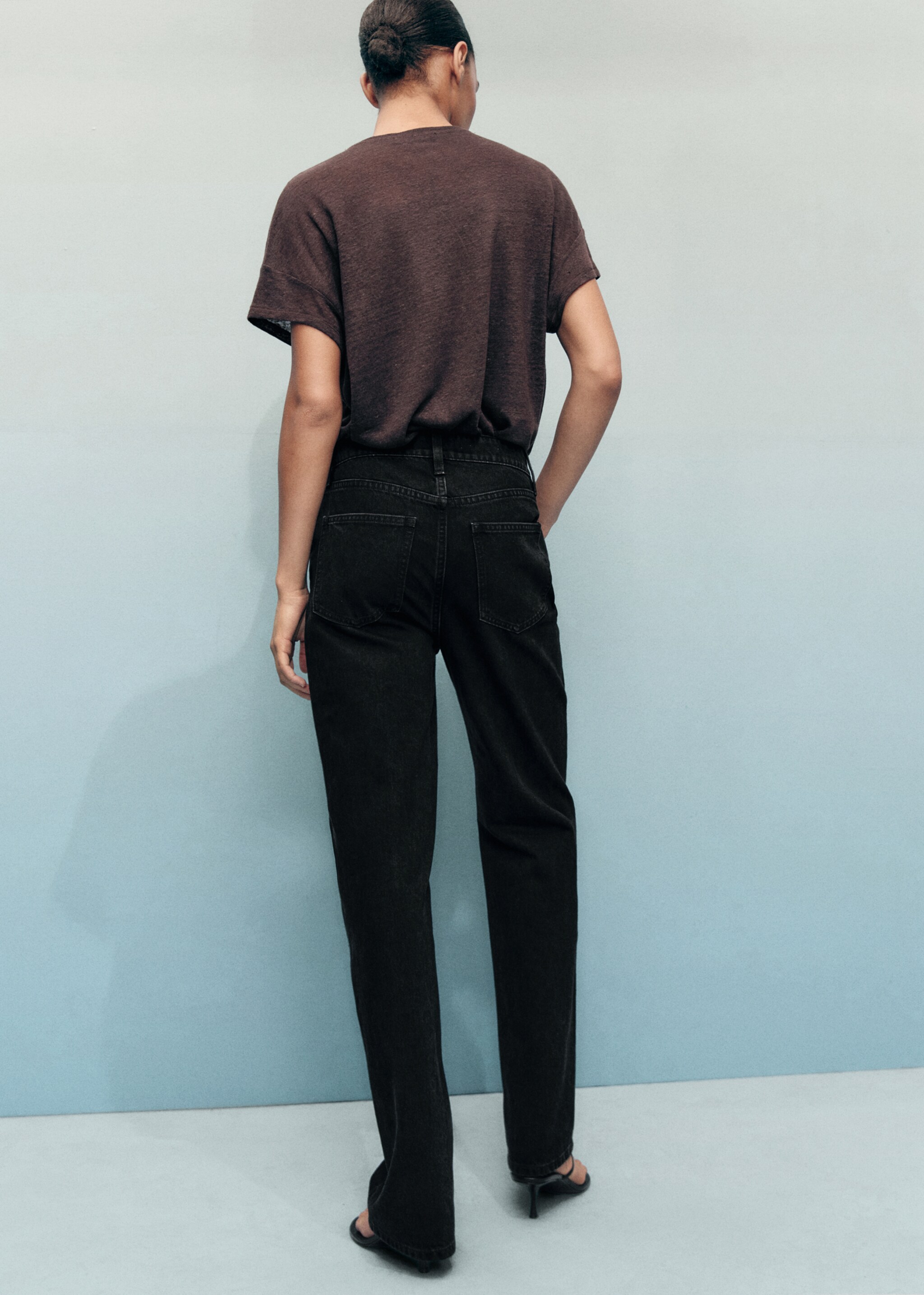 Matilda high-rise straight jeans - Reverse of the article, Black denim. Ref: 17015808-00.