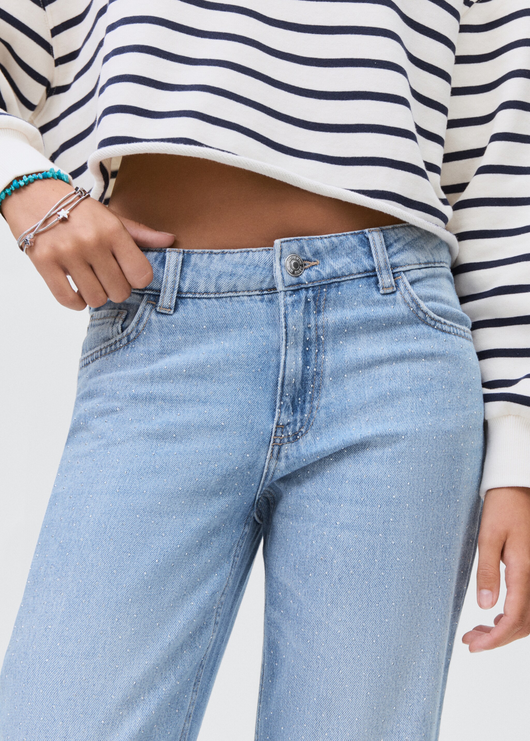 Jeans straight strass - Detalle del artículo 6, Azul claro. Ref: 17015813-00.