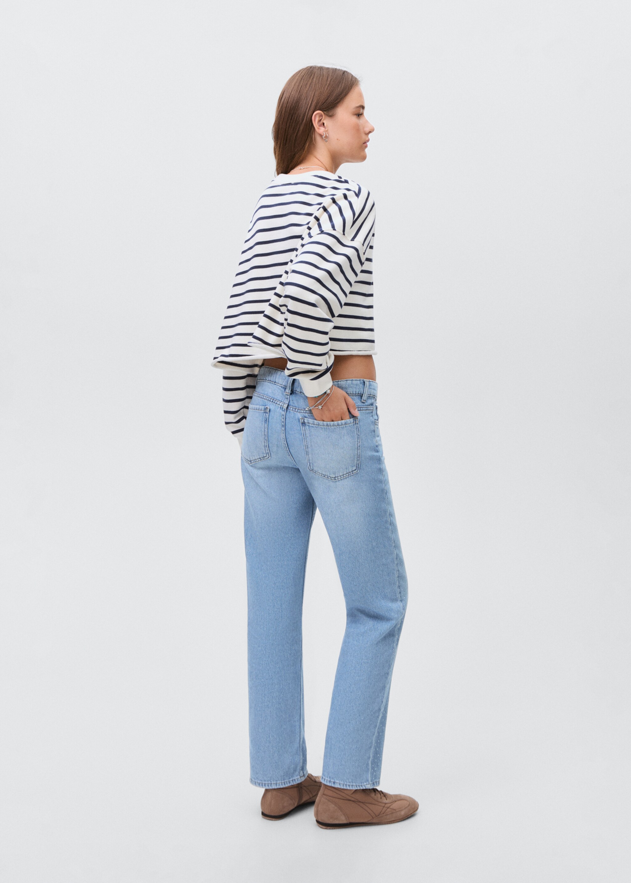 Jeans straight strass - Reverso del artículo, Azul claro. Ref: 17015813-00.