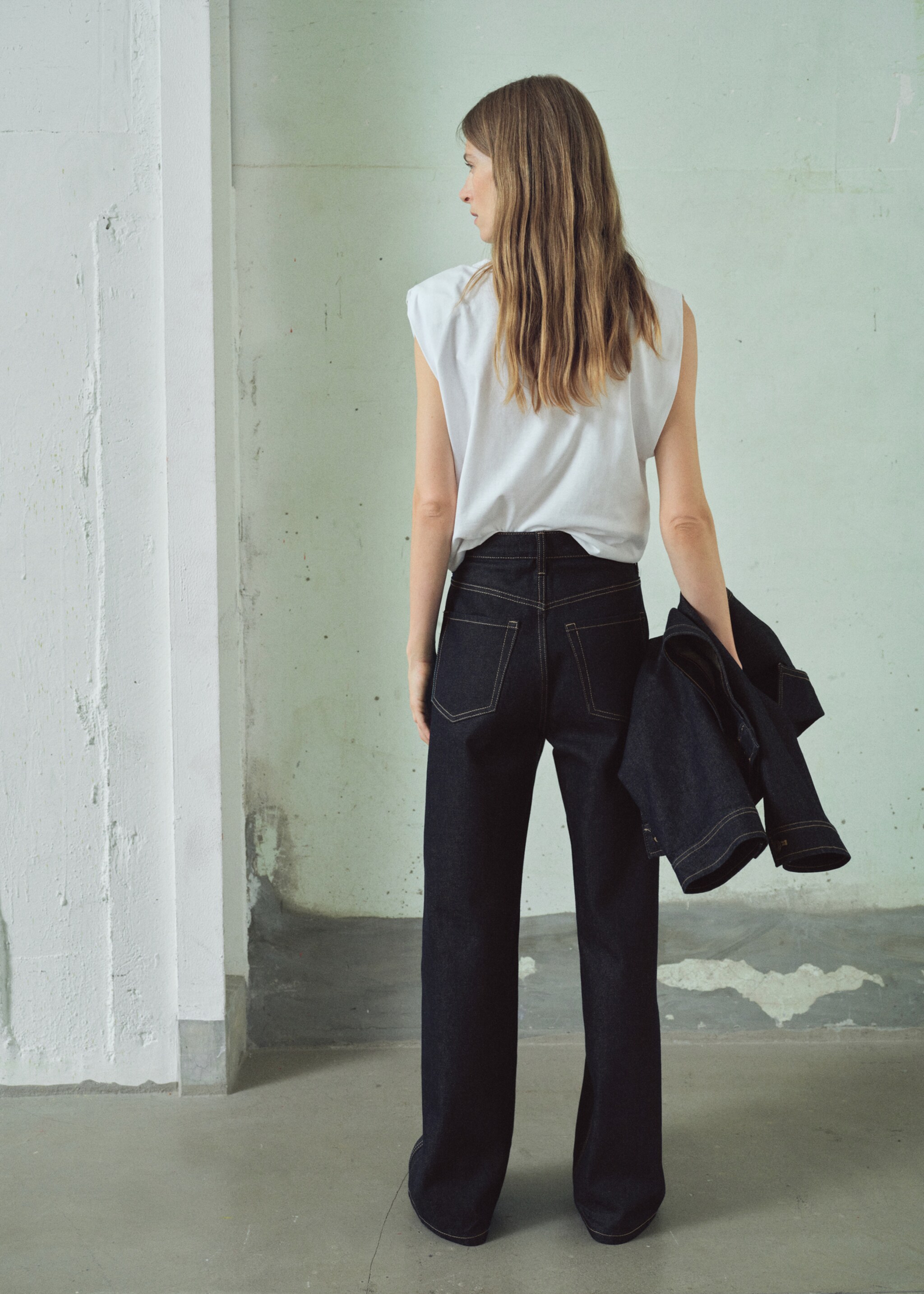 High-rise balloon jeans - Reverse of the article, Open Blue. Ref: 17015816-00.