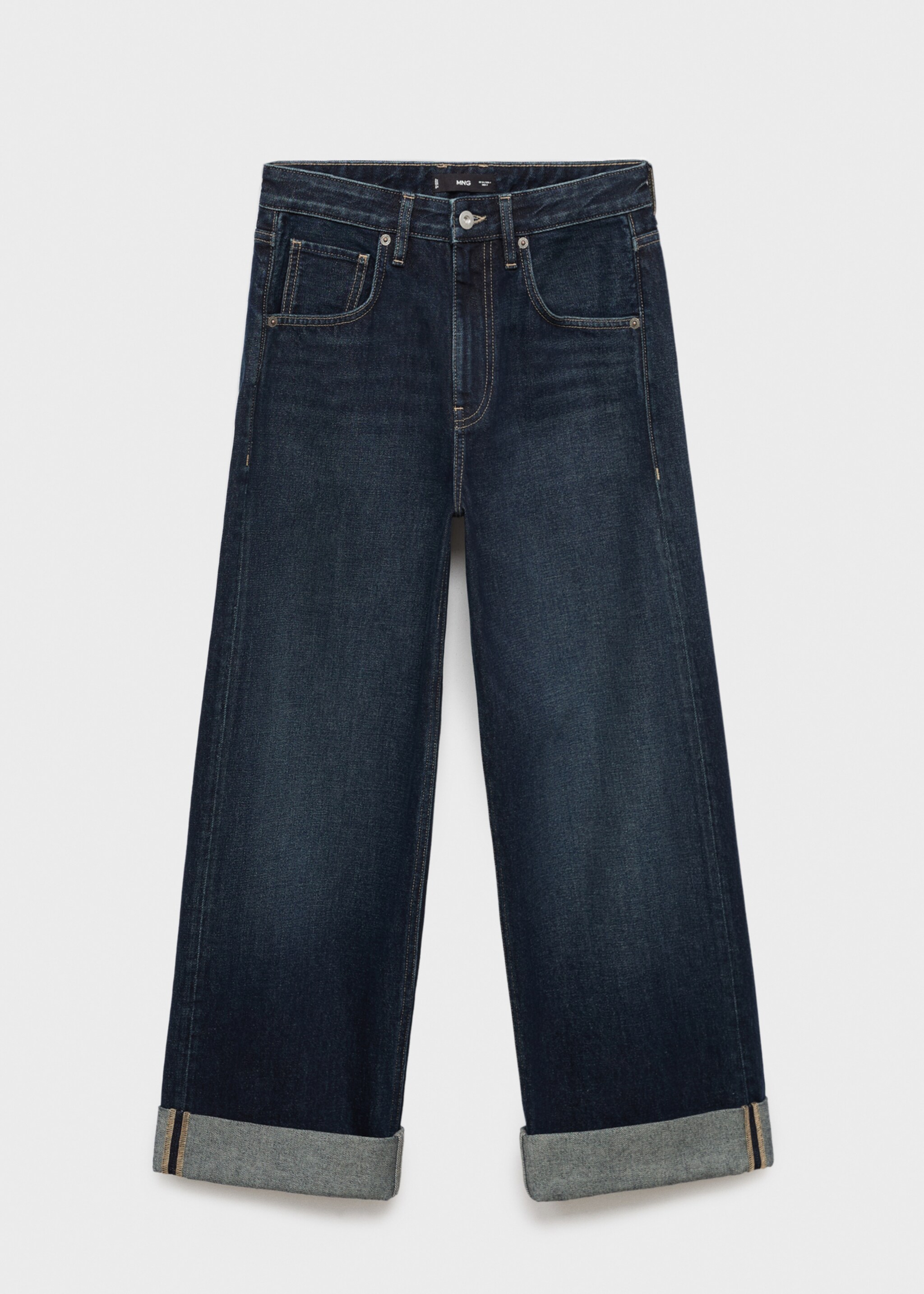 Wide-leg jeans with turn-up hem - Article without model, Open Blue. Ref: 17015818-00.