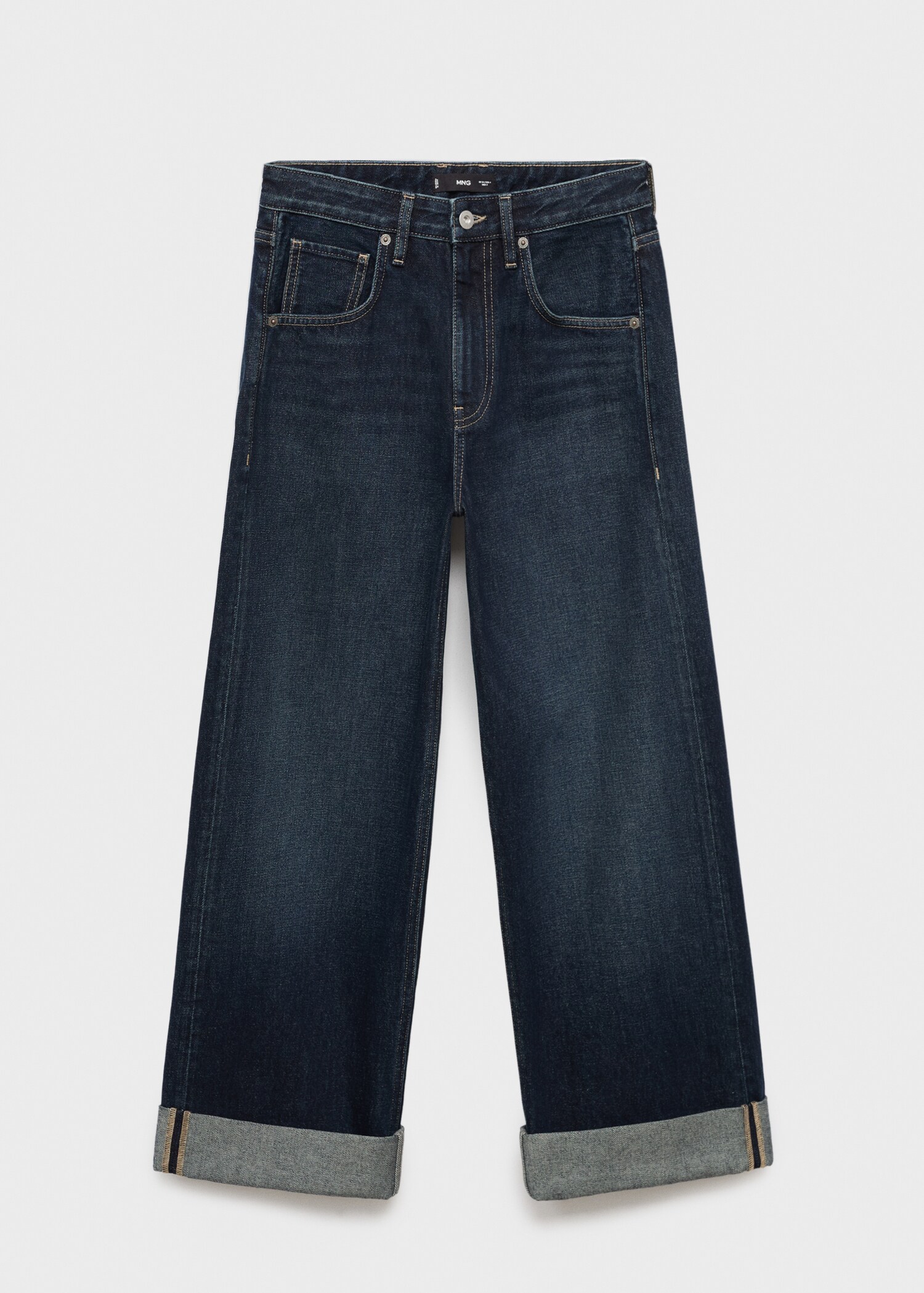 Wide-leg jeans with turn-up hem - Article without model