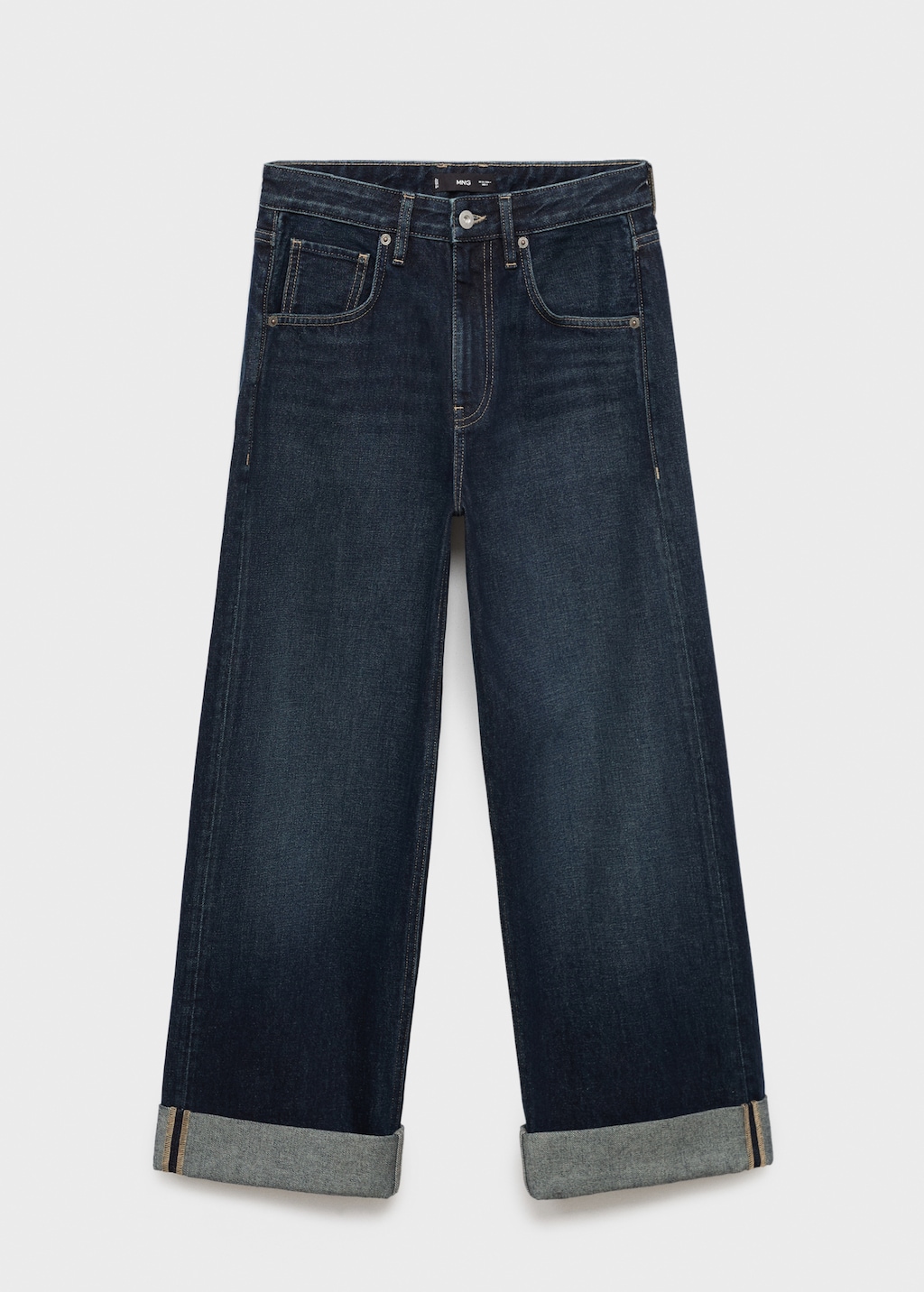 Wide-leg jeans with turn-up hem