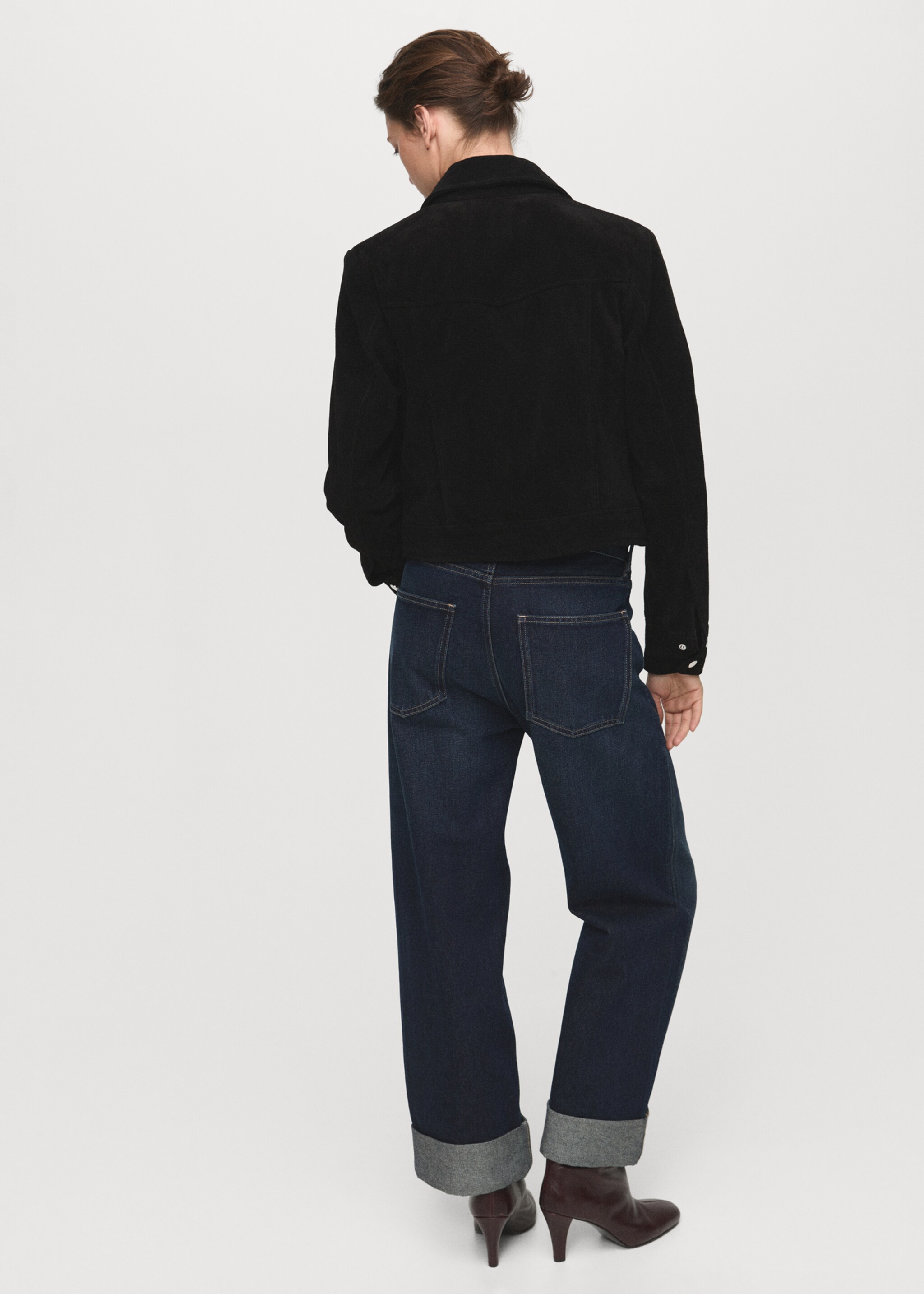 Wide-leg jeans with turn-up hem - Reverse of the article, Open Blue. Ref: 17015818-00.