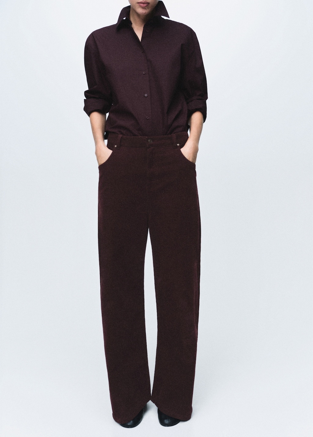 Wide leg low-rise corduroy jeans