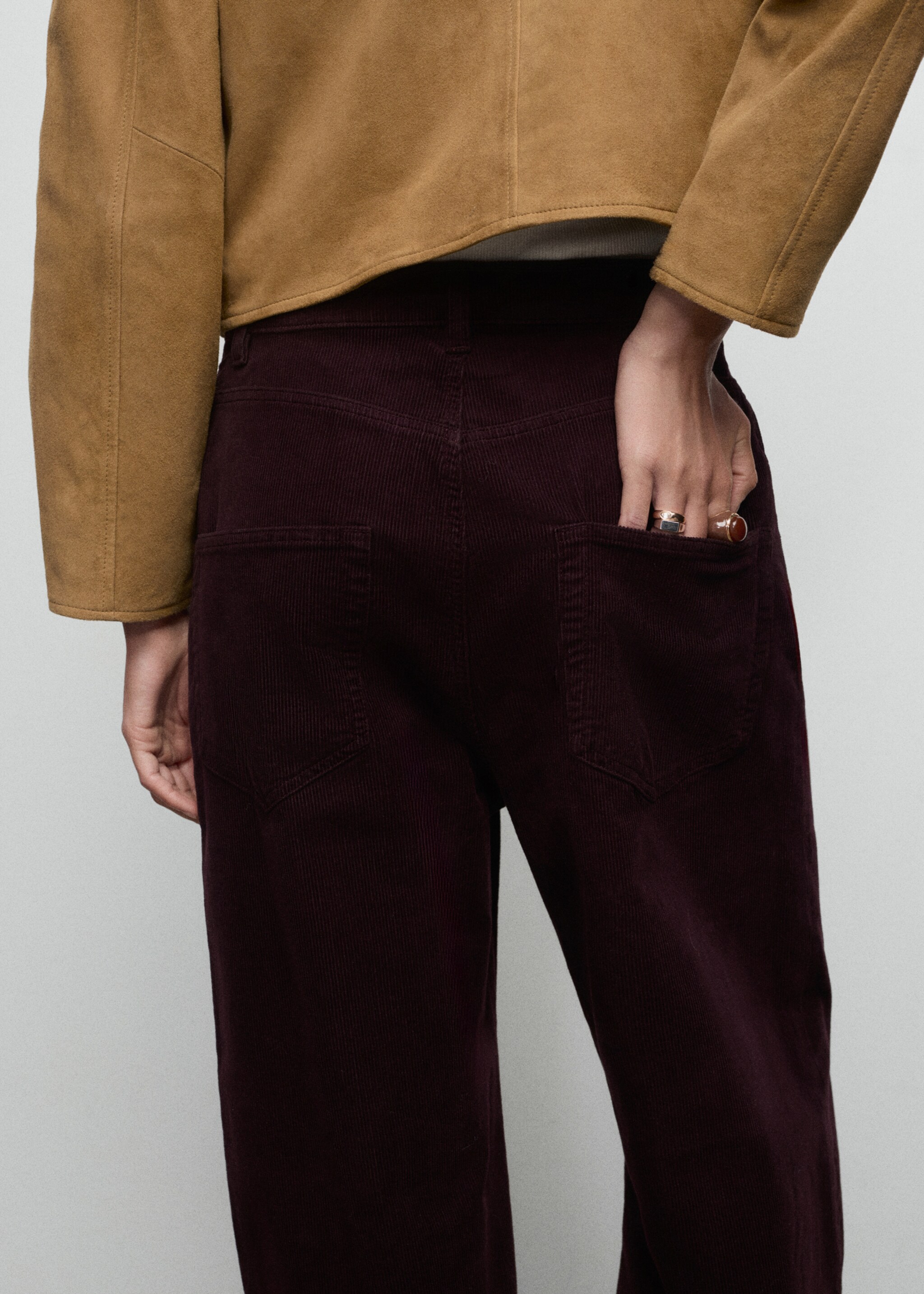Wide-Leg-Cord-Jeans - Detail des Artikels 6, Weinrot. Ref: 17015820-00.