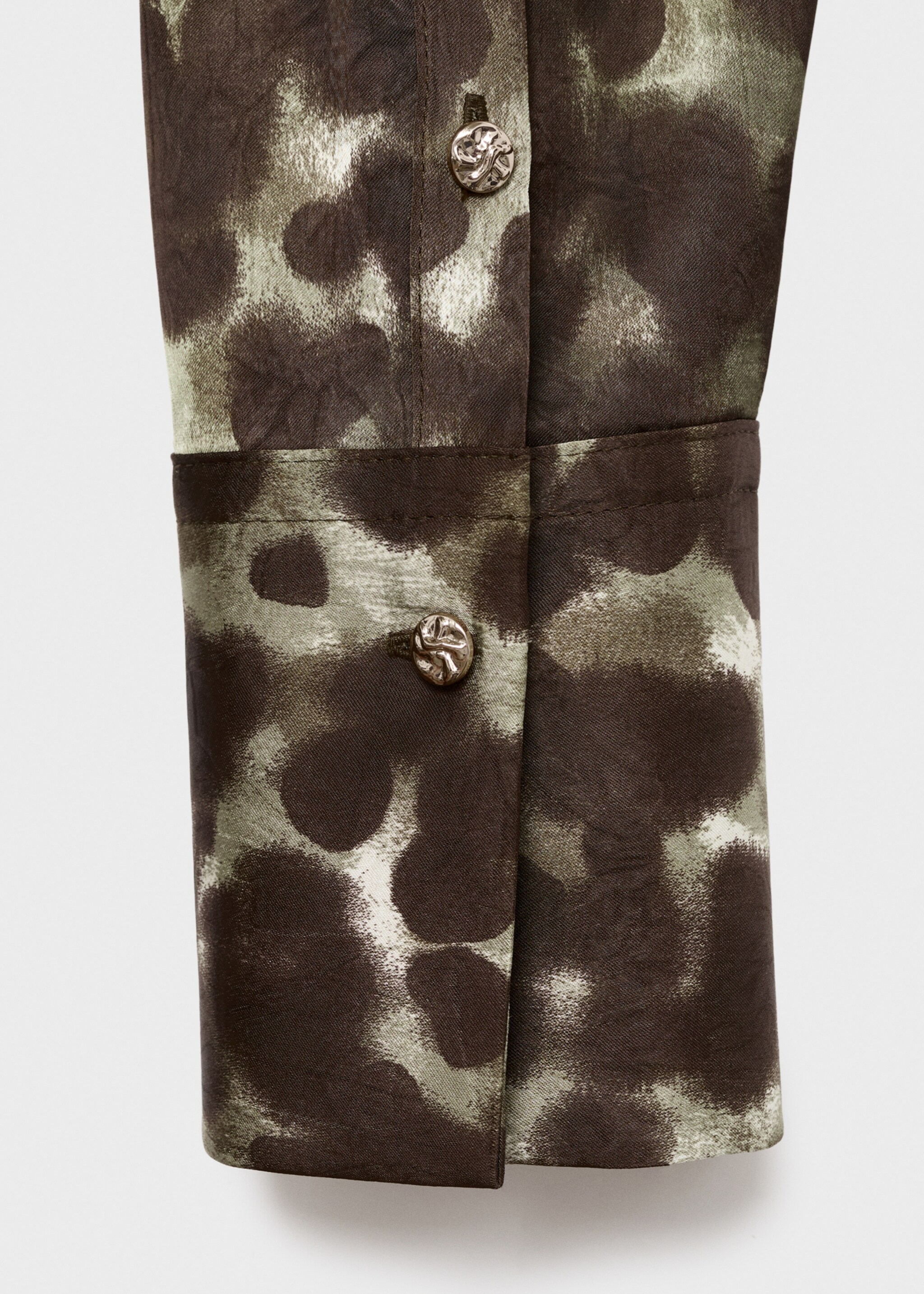 Printed shirt dress with belt - Details of the article 0, Khaki. Ref: 17015824-00.