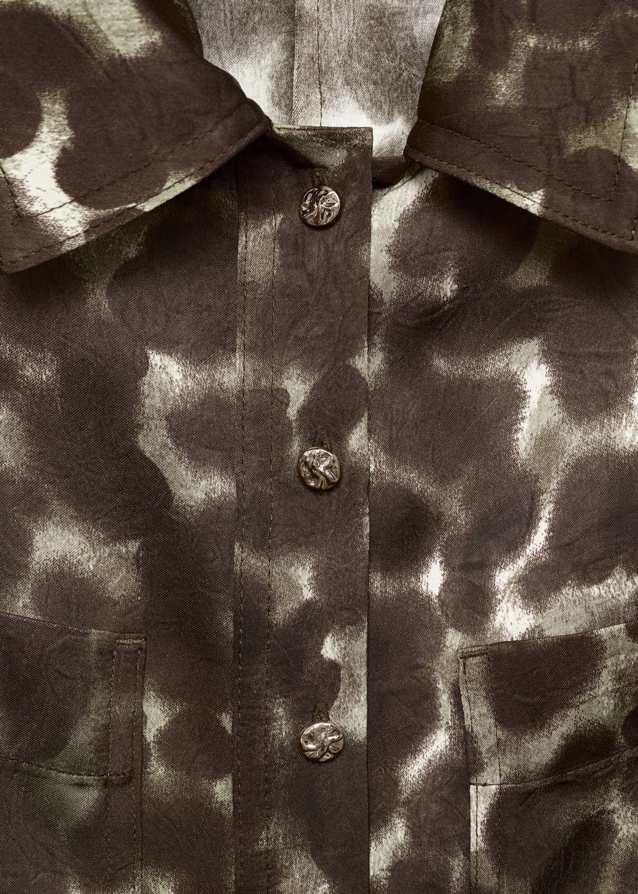 Printed shirt dress with belt - Details of the article 8, Khaki. Ref: 17015824-00.