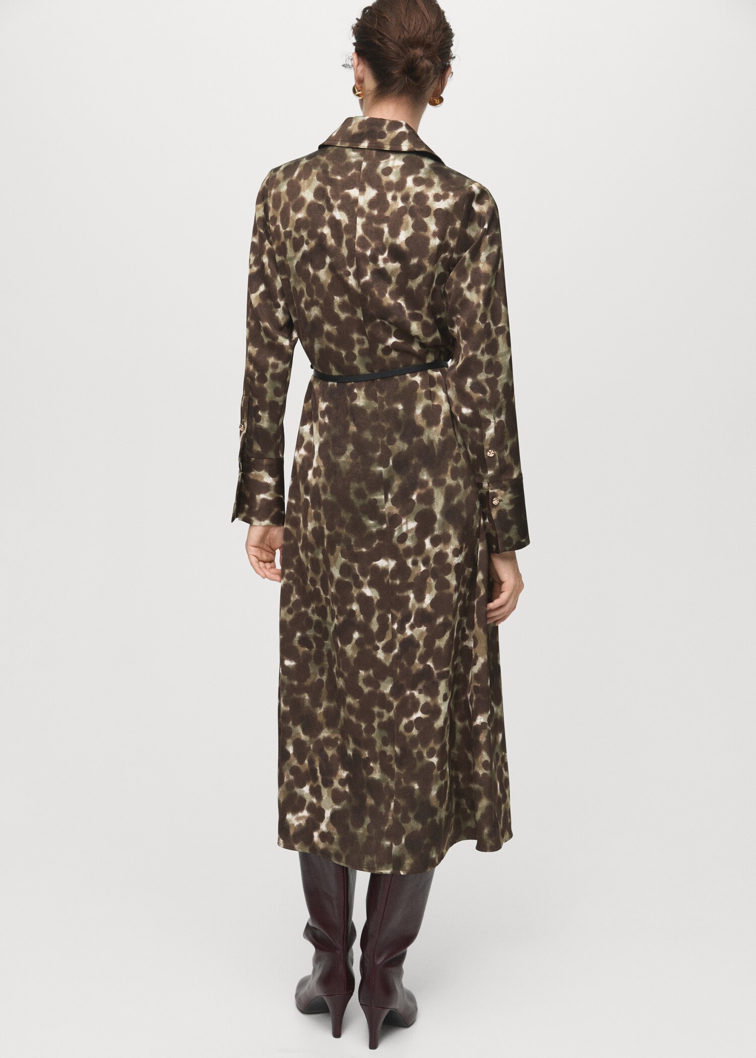 Printed shirt dress with belt - Reverse of the article