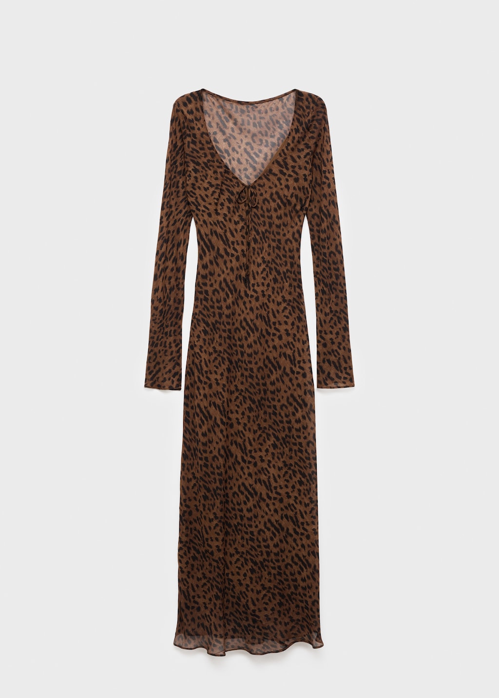 Mango Long-sleeved leopard-print dress