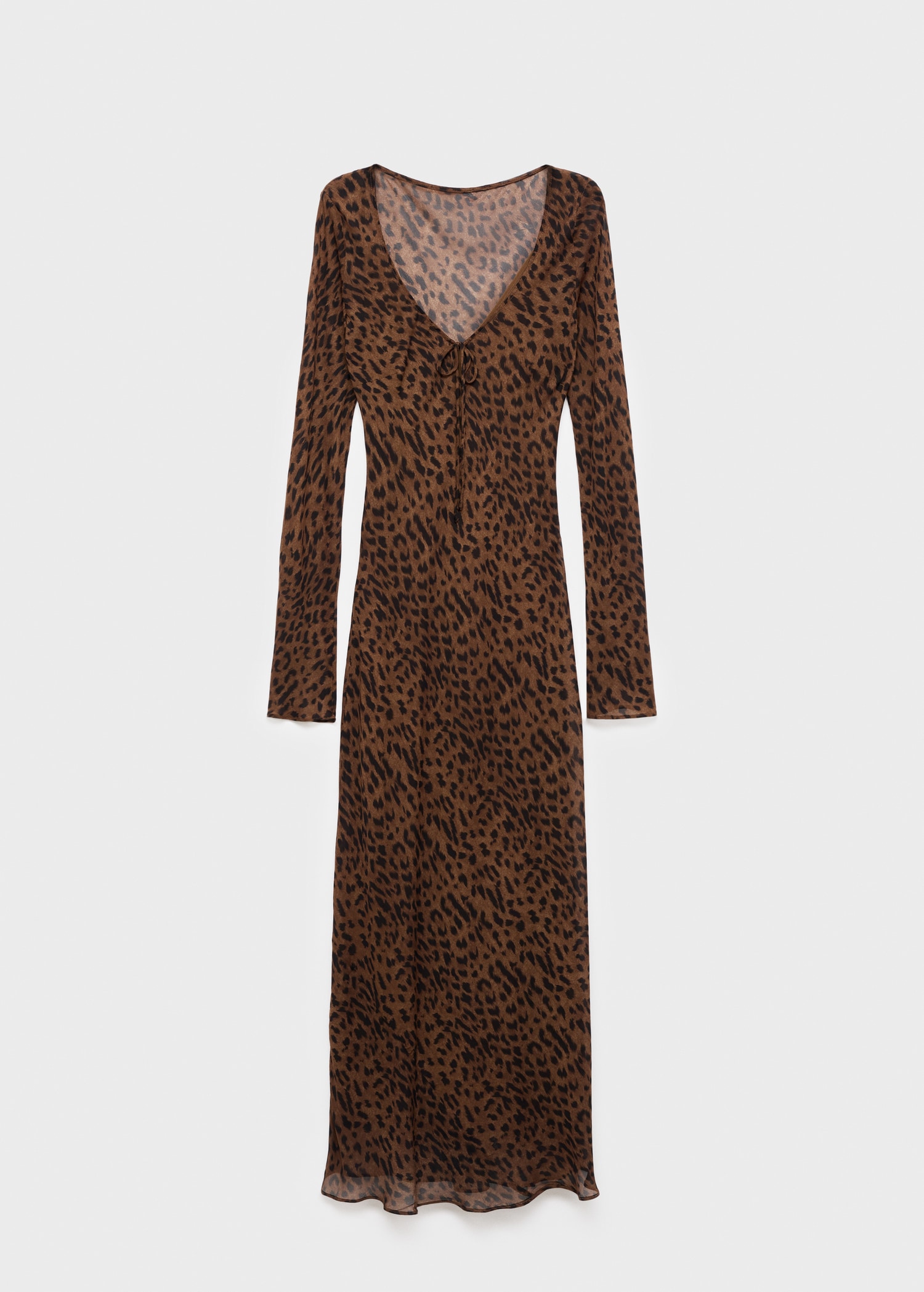 Manches Longues Robe Longue Leopard Mango Robe Midi Léopard Noir