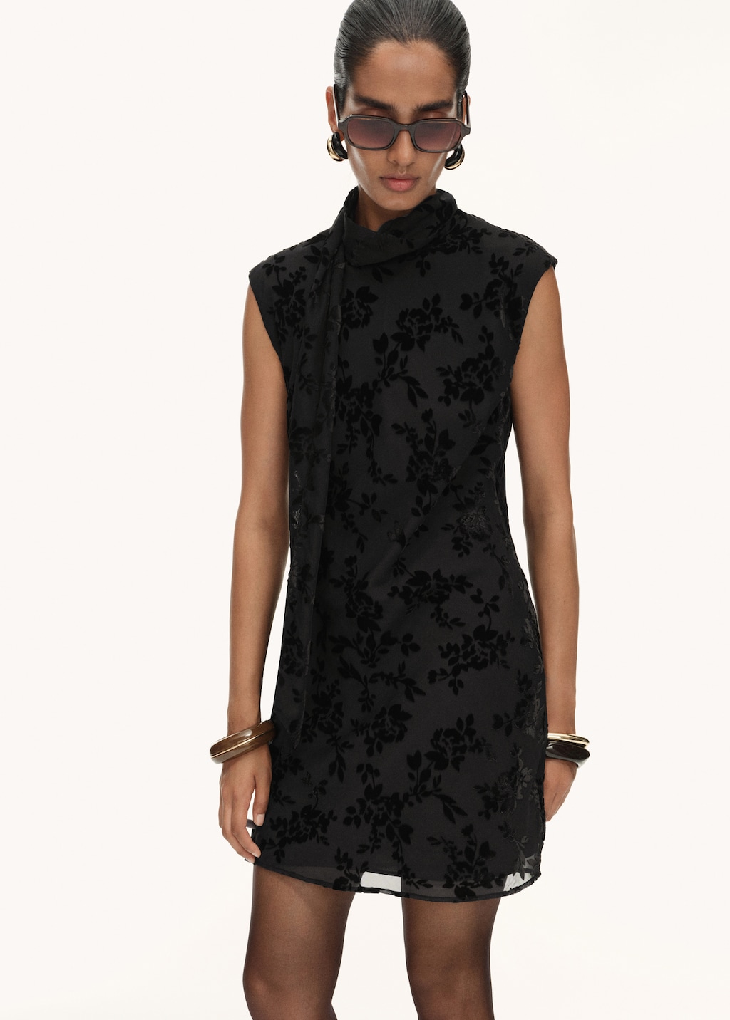 Floral jacquard foulard dress