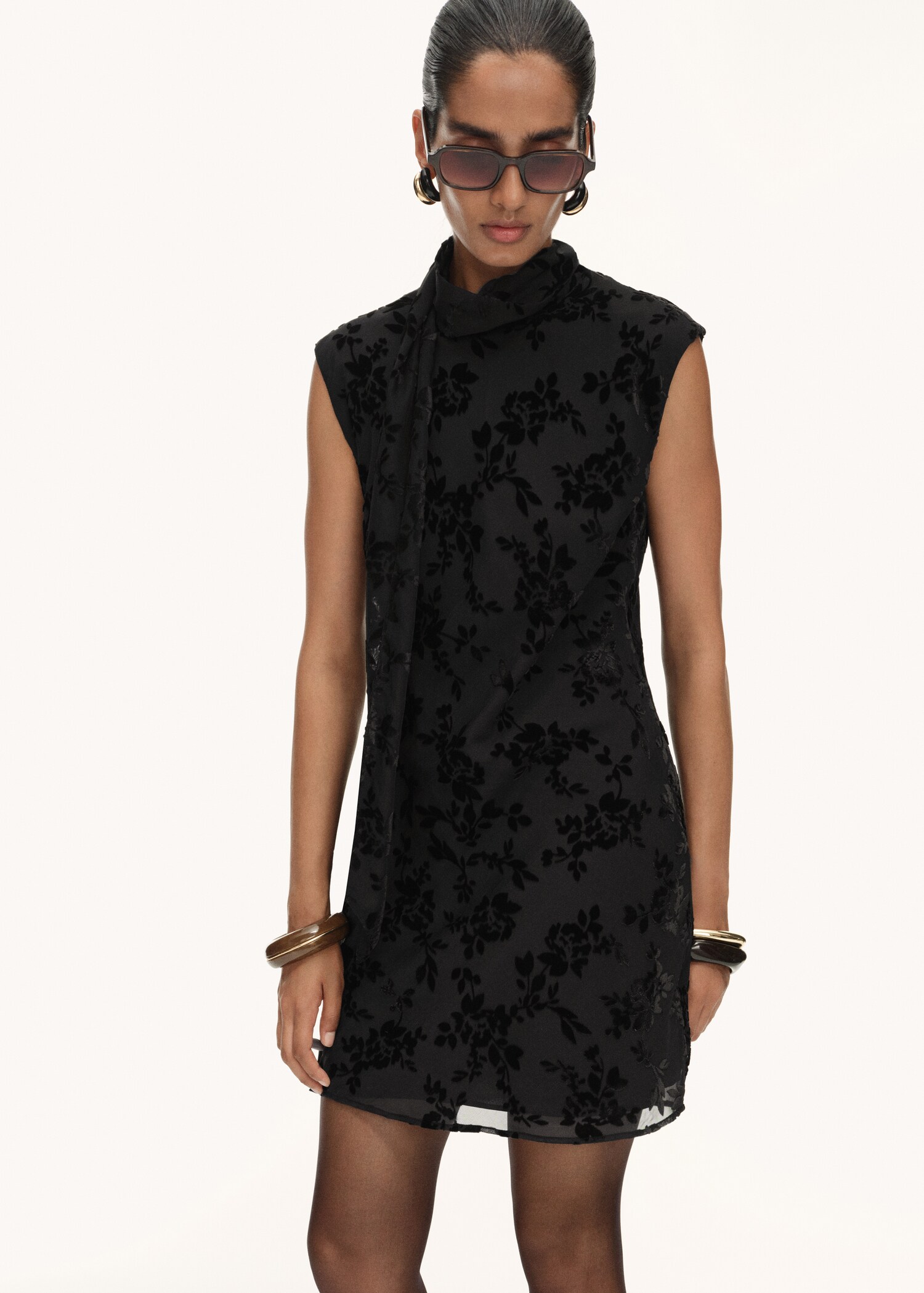 Floral jacquard foulard dress - Medium plane