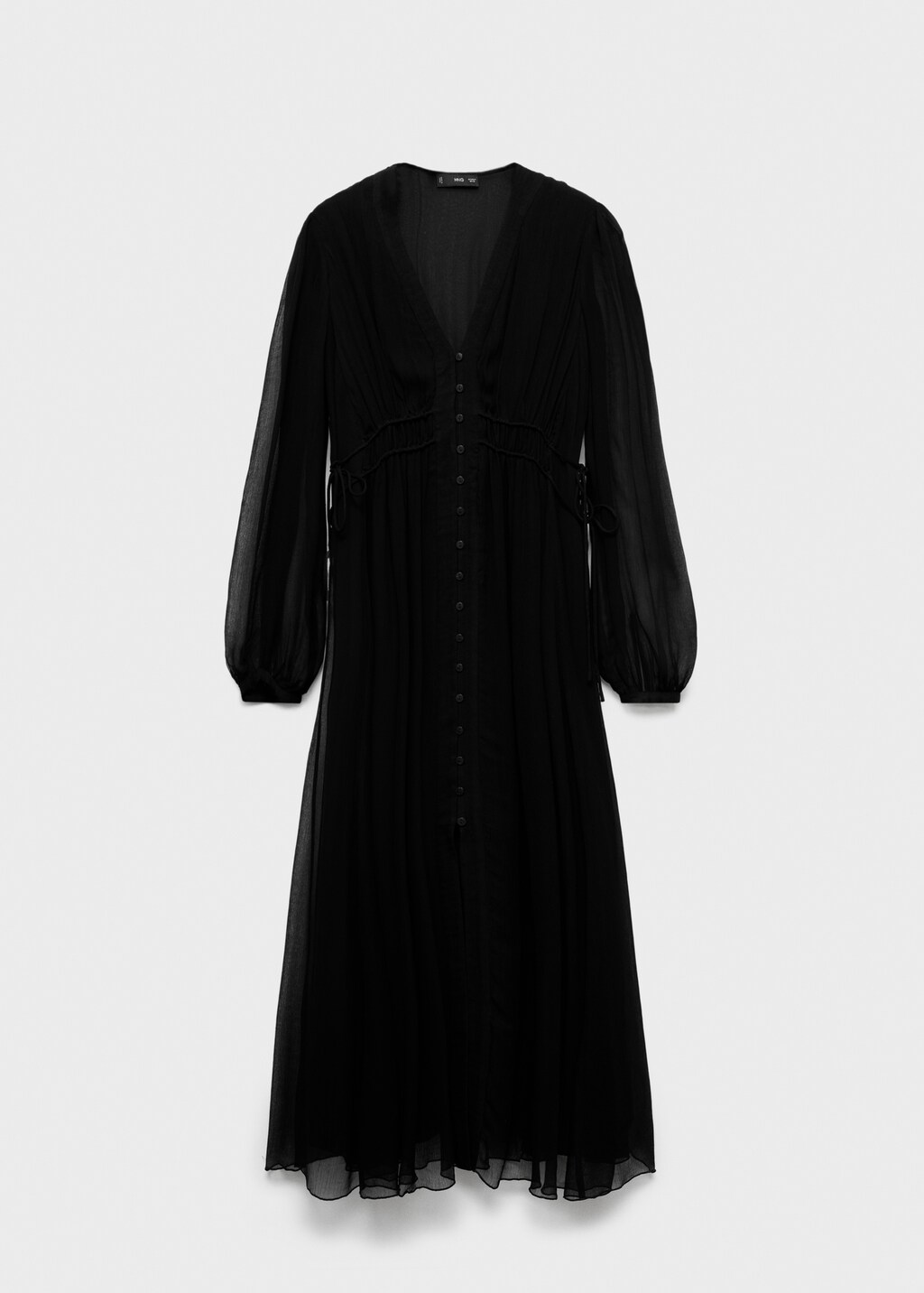 Mango Puff-sleeved chiffon dress