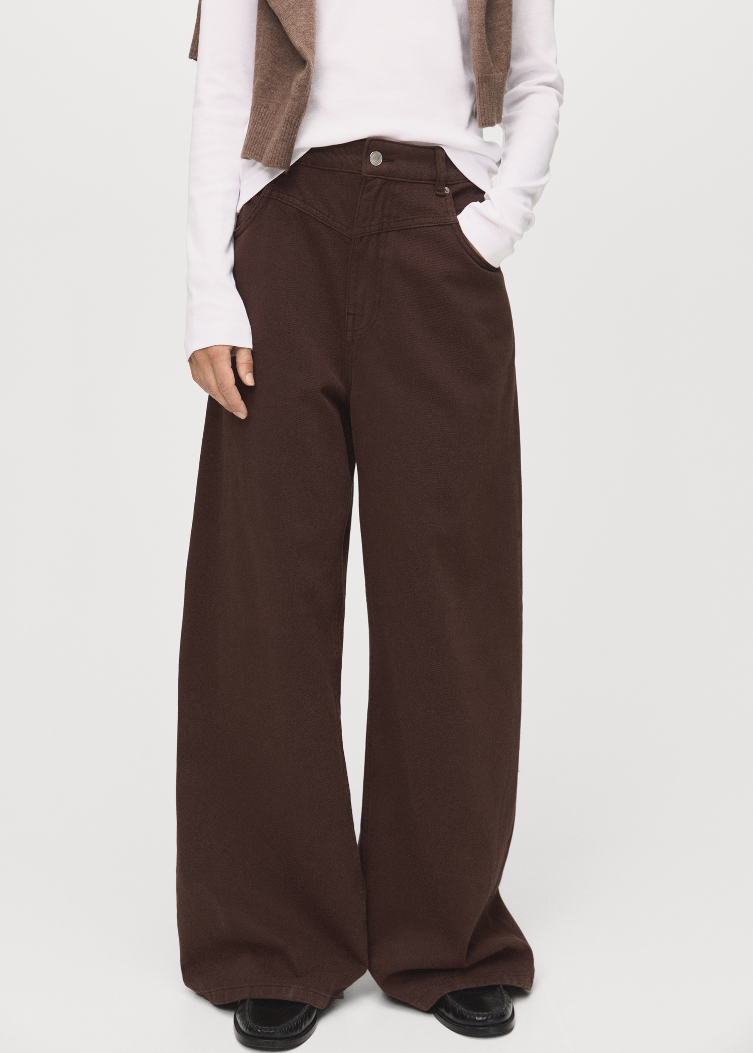 Wide-leg mid-rise loose-fit jeans - Medium plane