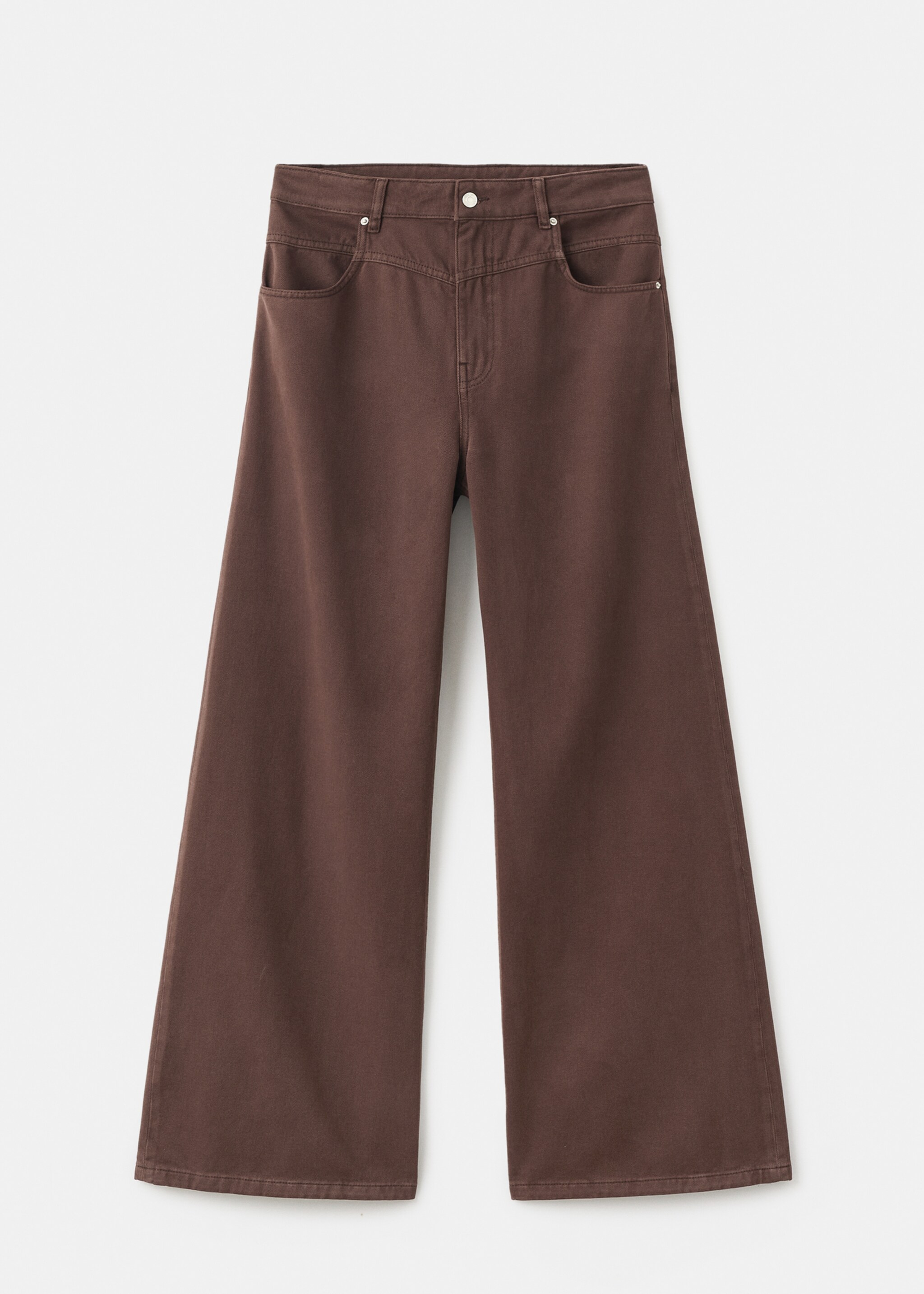 Jean wide leg loose taille moyenne - Article sans modèle, Chocolat. Ref: 17015831-00.