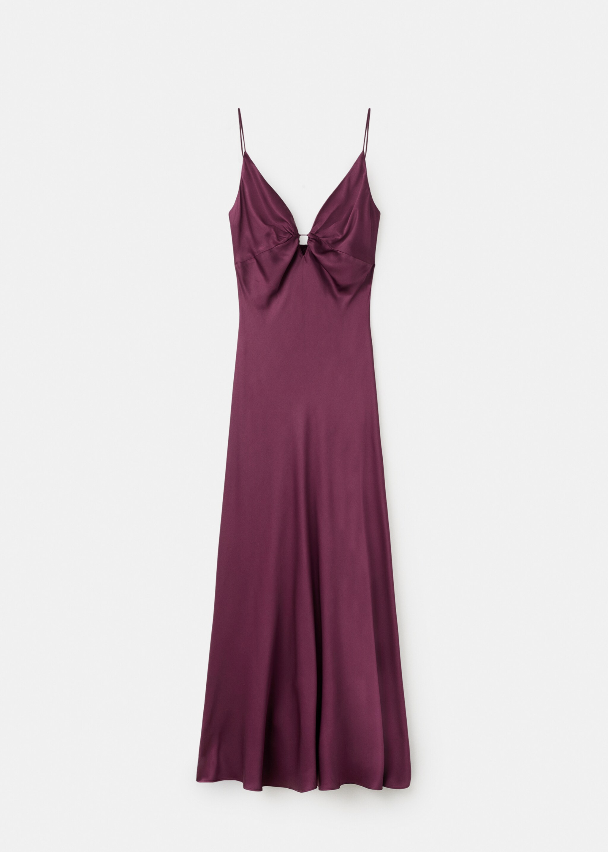 V-neck satin dress - Article without model, Wine. Ref: 17015833-00.
