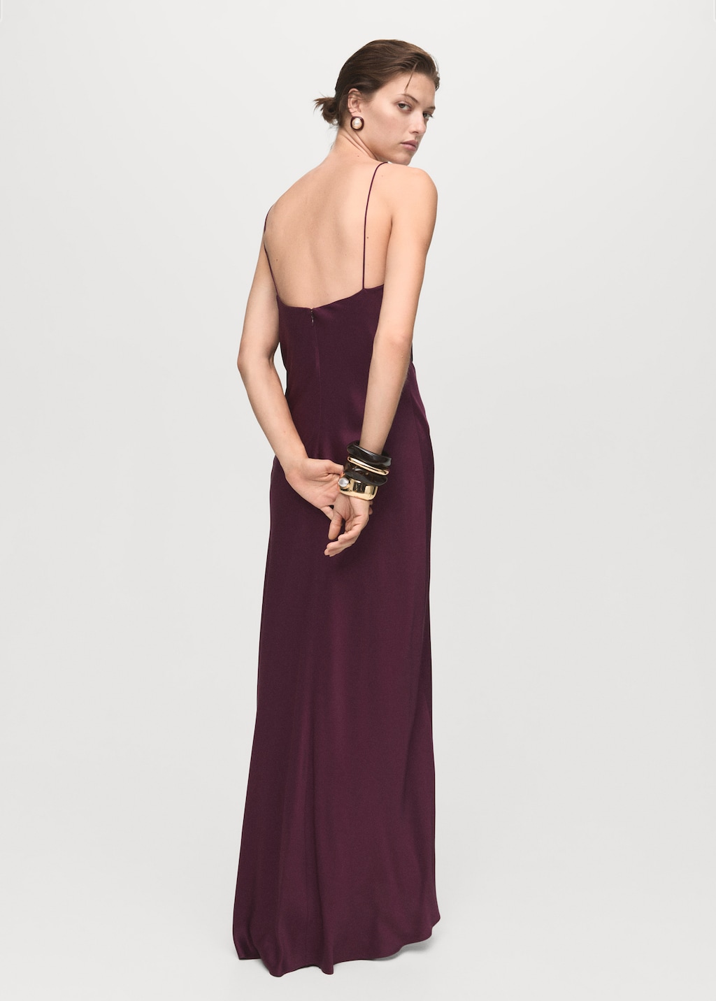 V-neck satin dress - image 3
