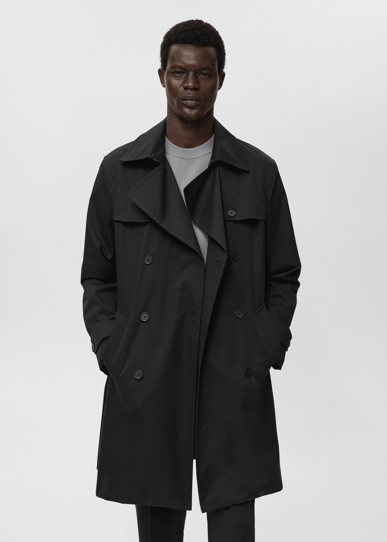 Water-repellent belted trench coat - Medium plane