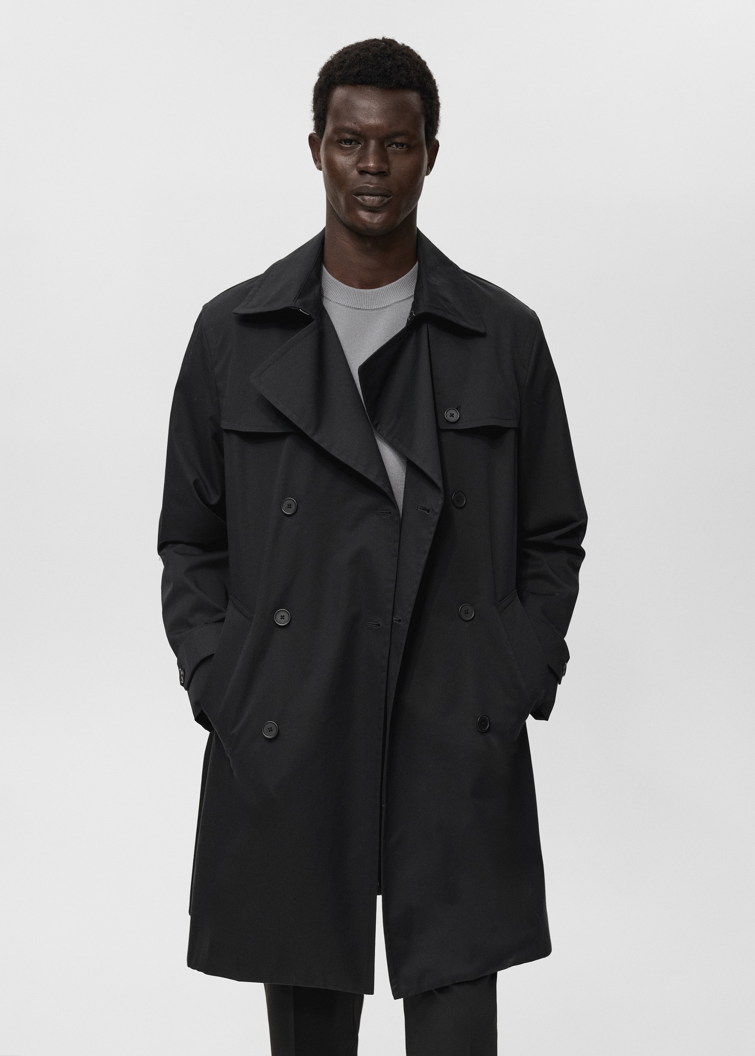 Trenchcoat Schwarz Trenchcoat Slim Fit Herren Wasserabweisender