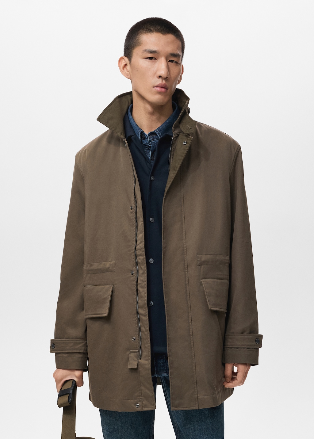 Water-repellent cotton barn jacket with pockets