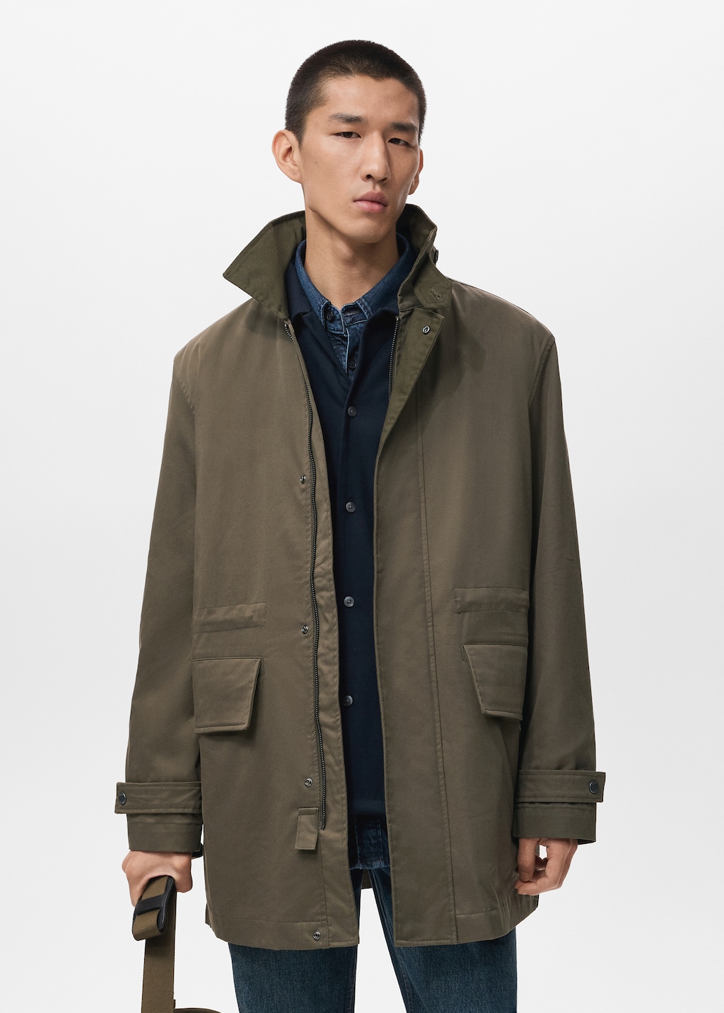 Water-repellent cotton barn jacket with pockets