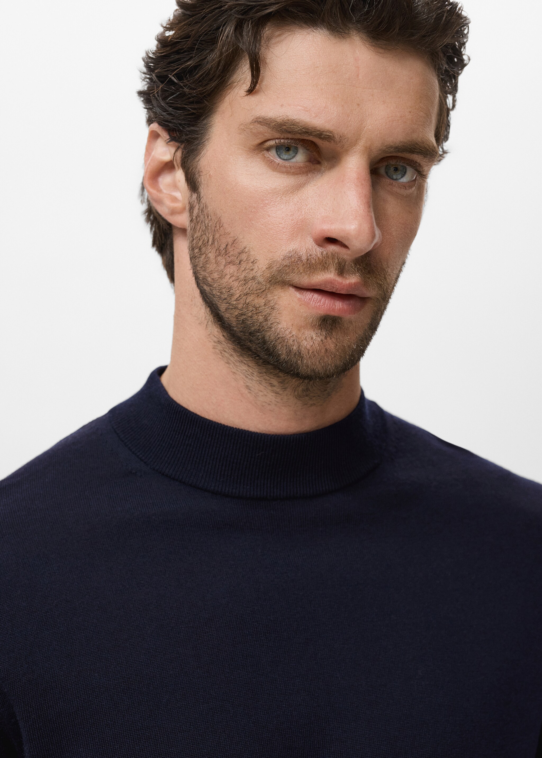 100% wool turtleneck sweater - Details of the article 1, Navy. Ref: 17015973-00.