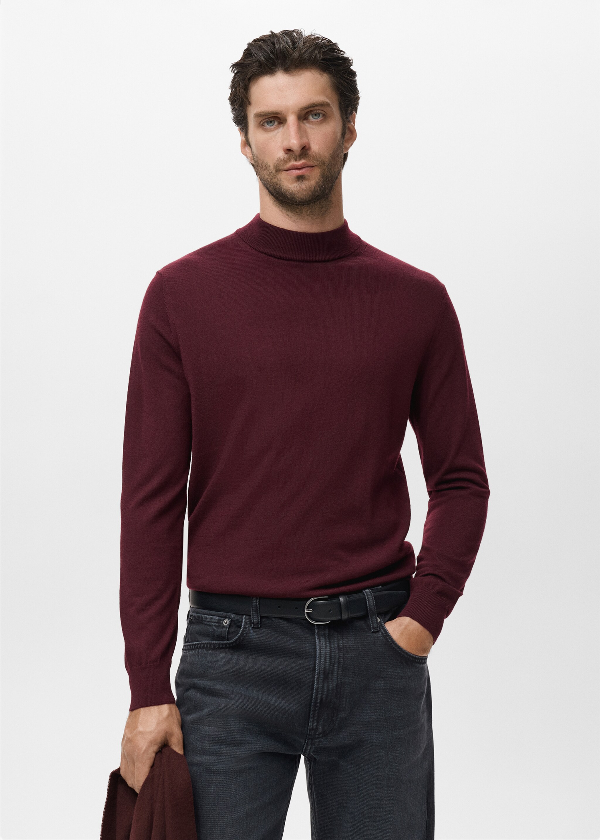 100% wool turtleneck sweater - Medium plane, Wine. Ref: 17015973-00.